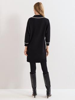 Phase Eight Hallie Contrast Trim Jumper Dress, Black/Ivory - view 2, Black/Ivory