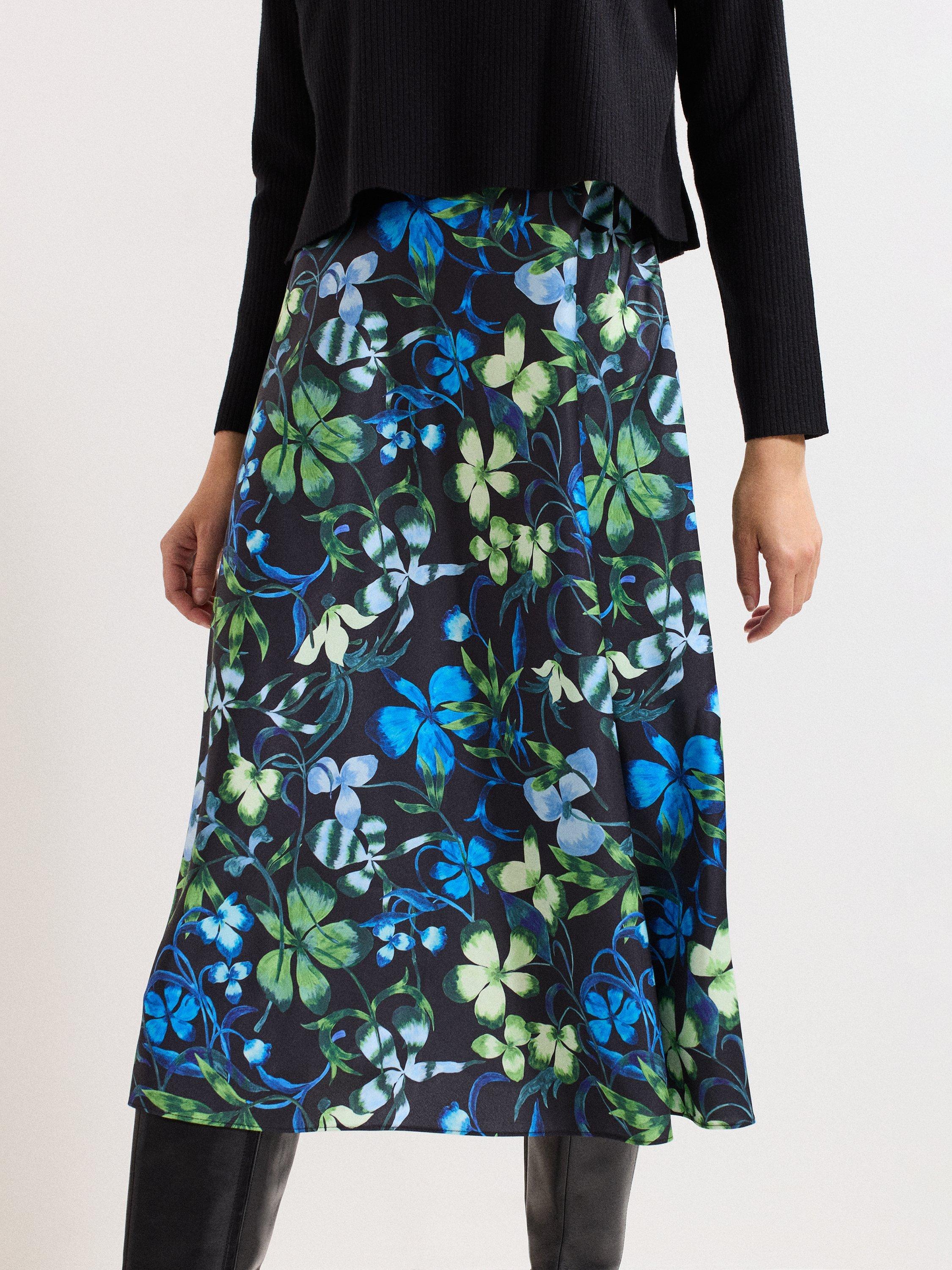 Product image 7 of 8, which shows Phase Eight Izzy Floral Skirt Dress, Black/Multi, 8