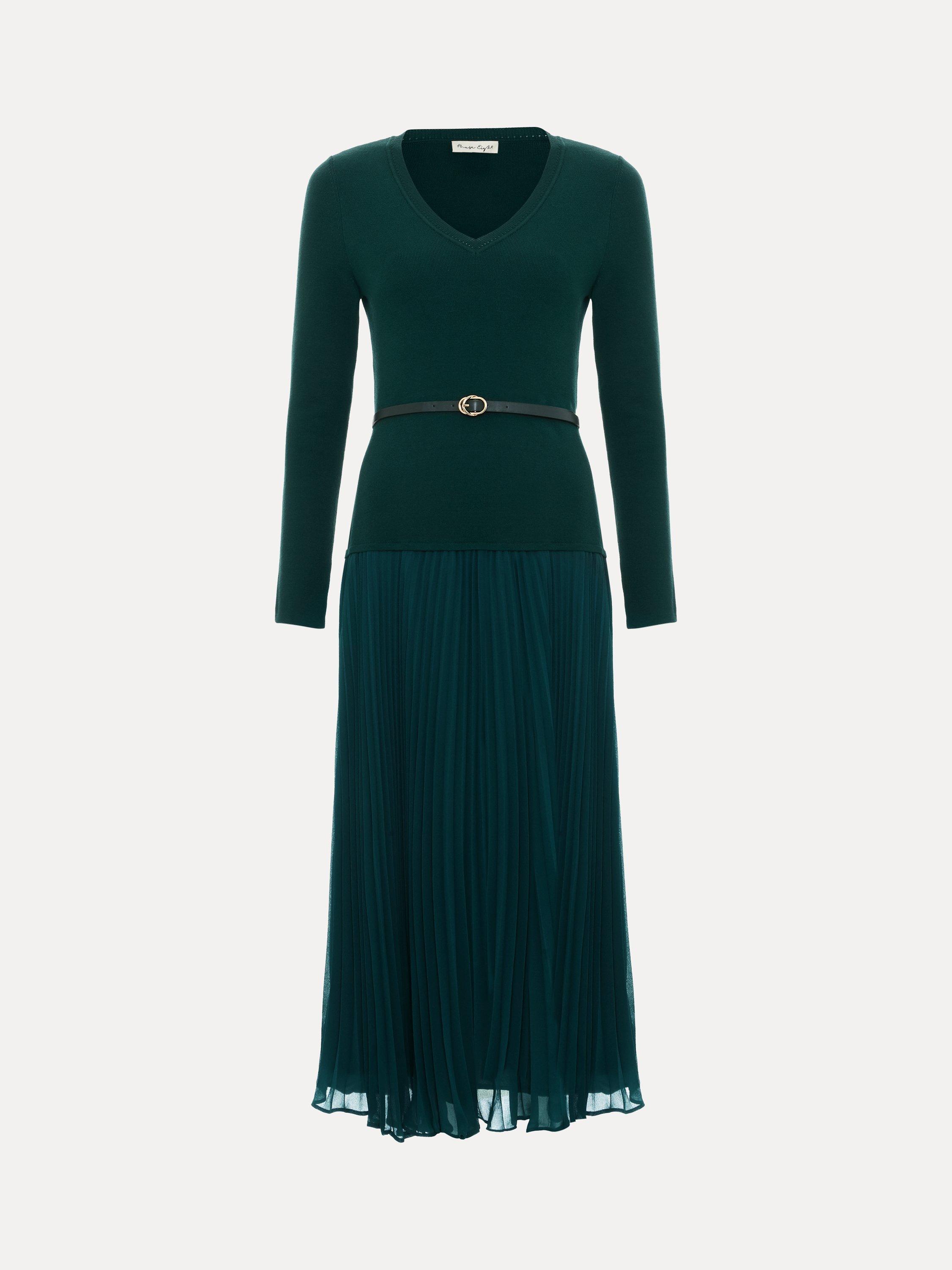 Product image 5 of 9, which shows Phase Eight Kai Knitted Midi Dress, Green, 8