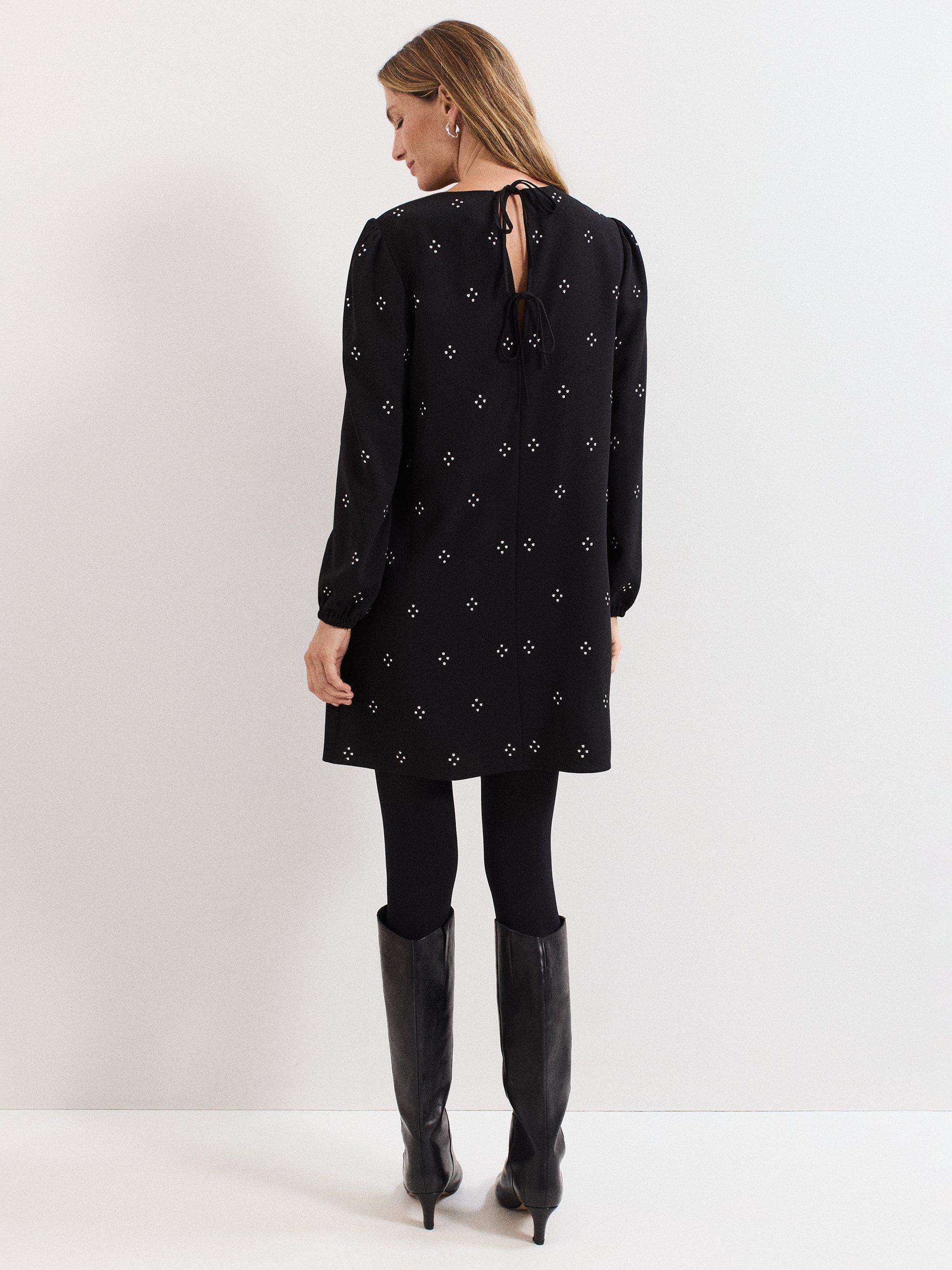 Product image 2 of 10, which shows Phase Eight Lucia Stud Mini Dress, Black, 6