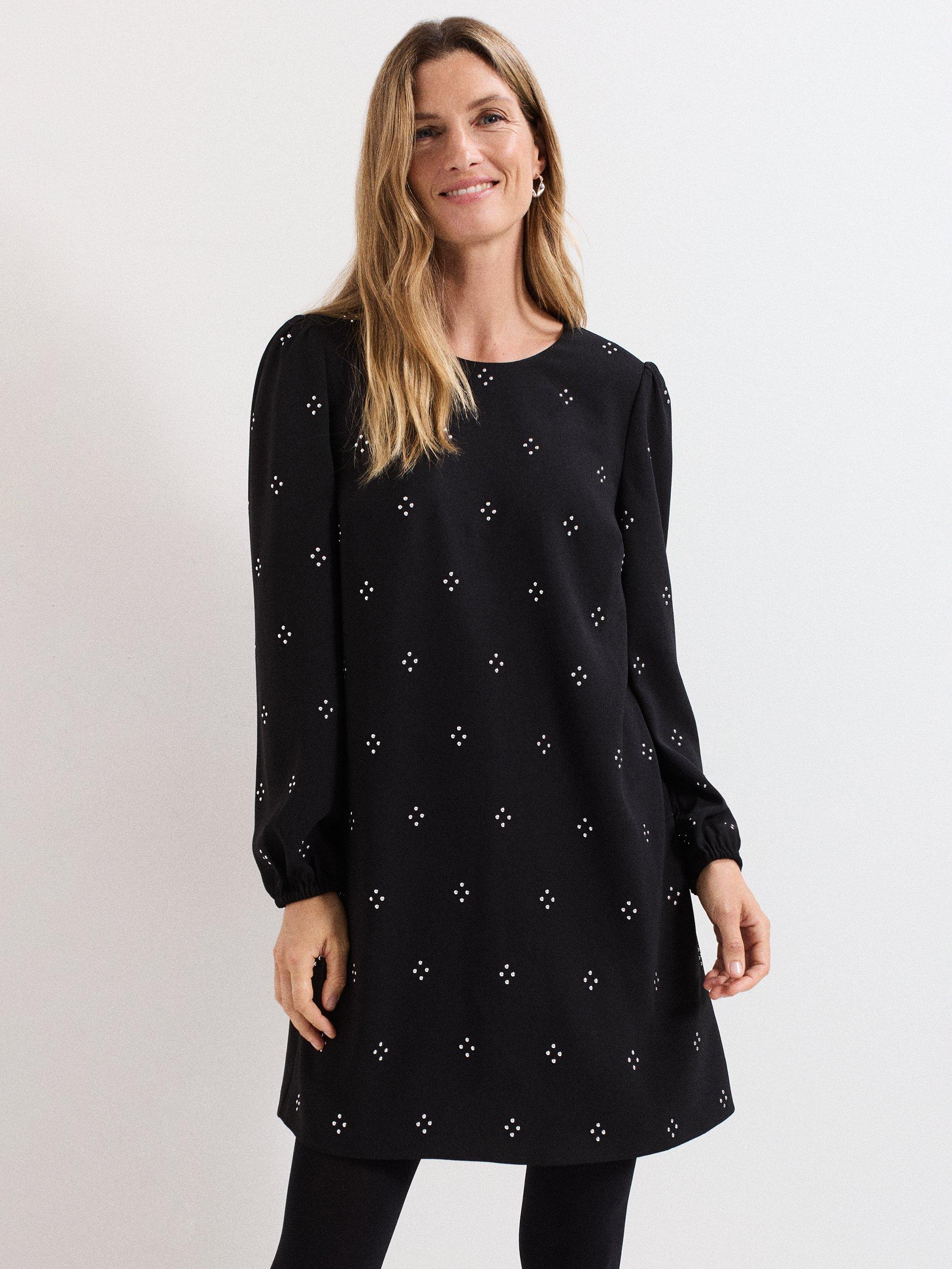 Product image 3 of 10, which shows Phase Eight Lucia Stud Mini Dress, Black, 6