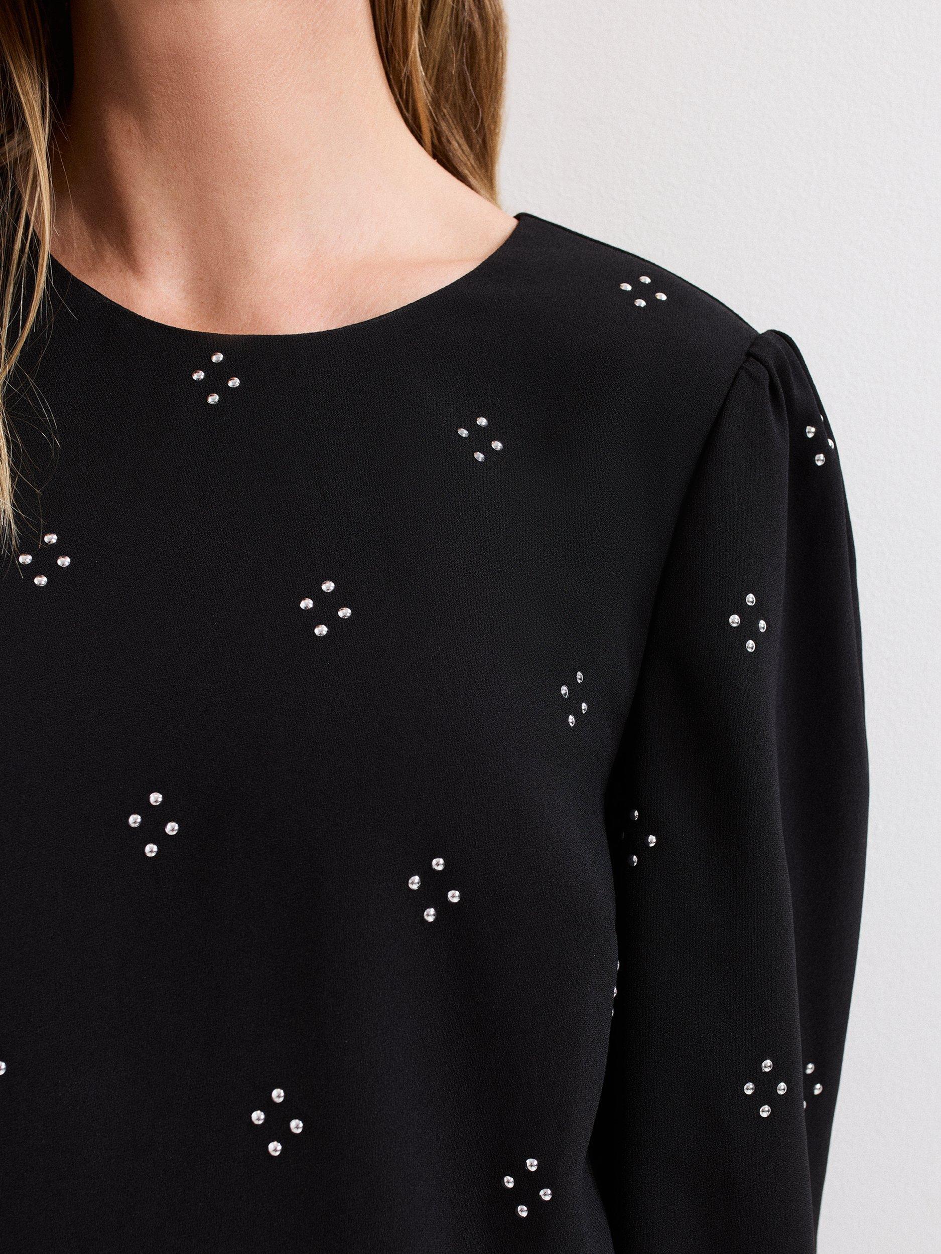 Product image 4 of 10, which shows Phase Eight Lucia Stud Mini Dress, Black, 6