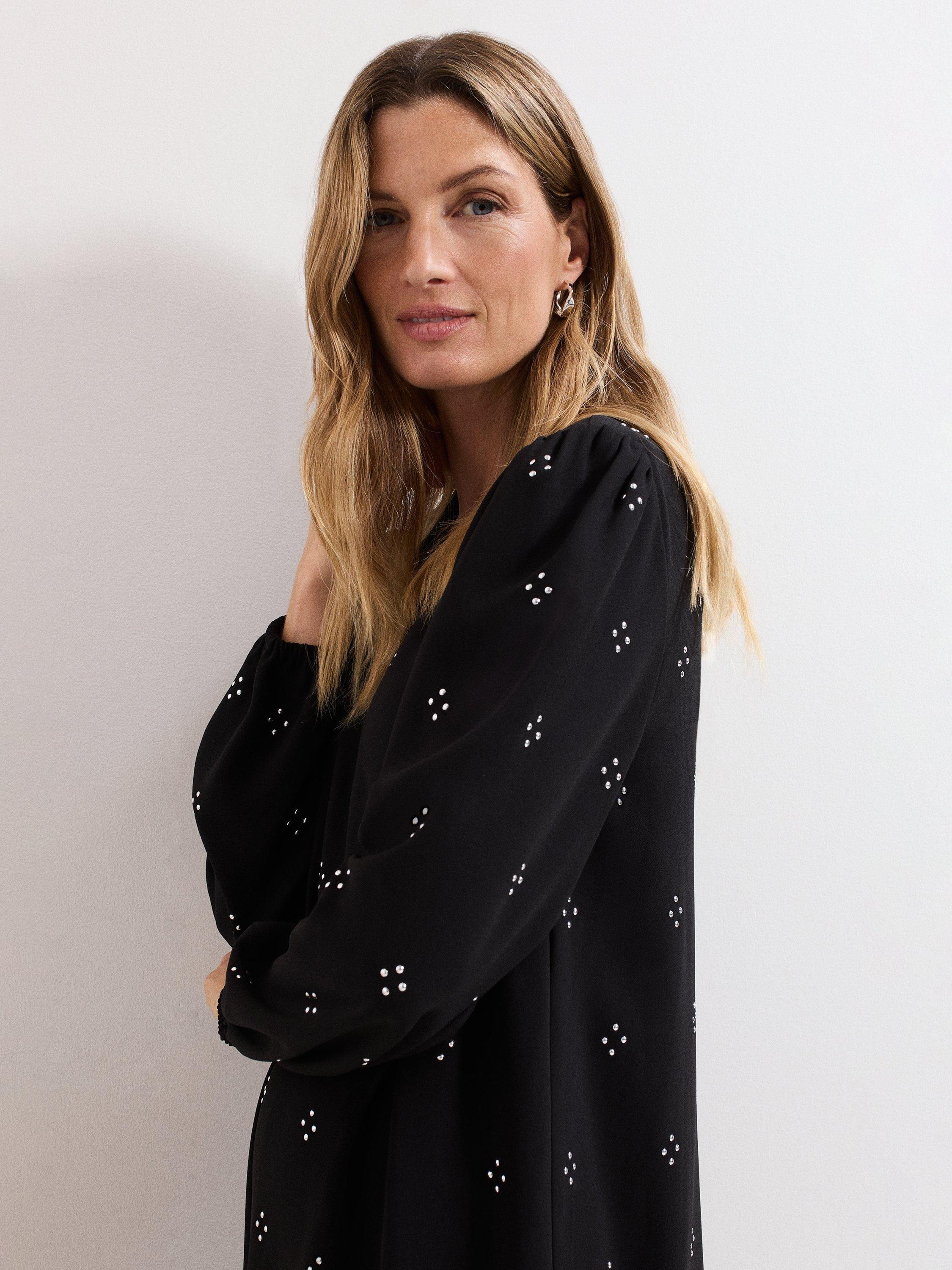 Product image 7 of 10, which shows Phase Eight Lucia Stud Mini Dress, Black, 6