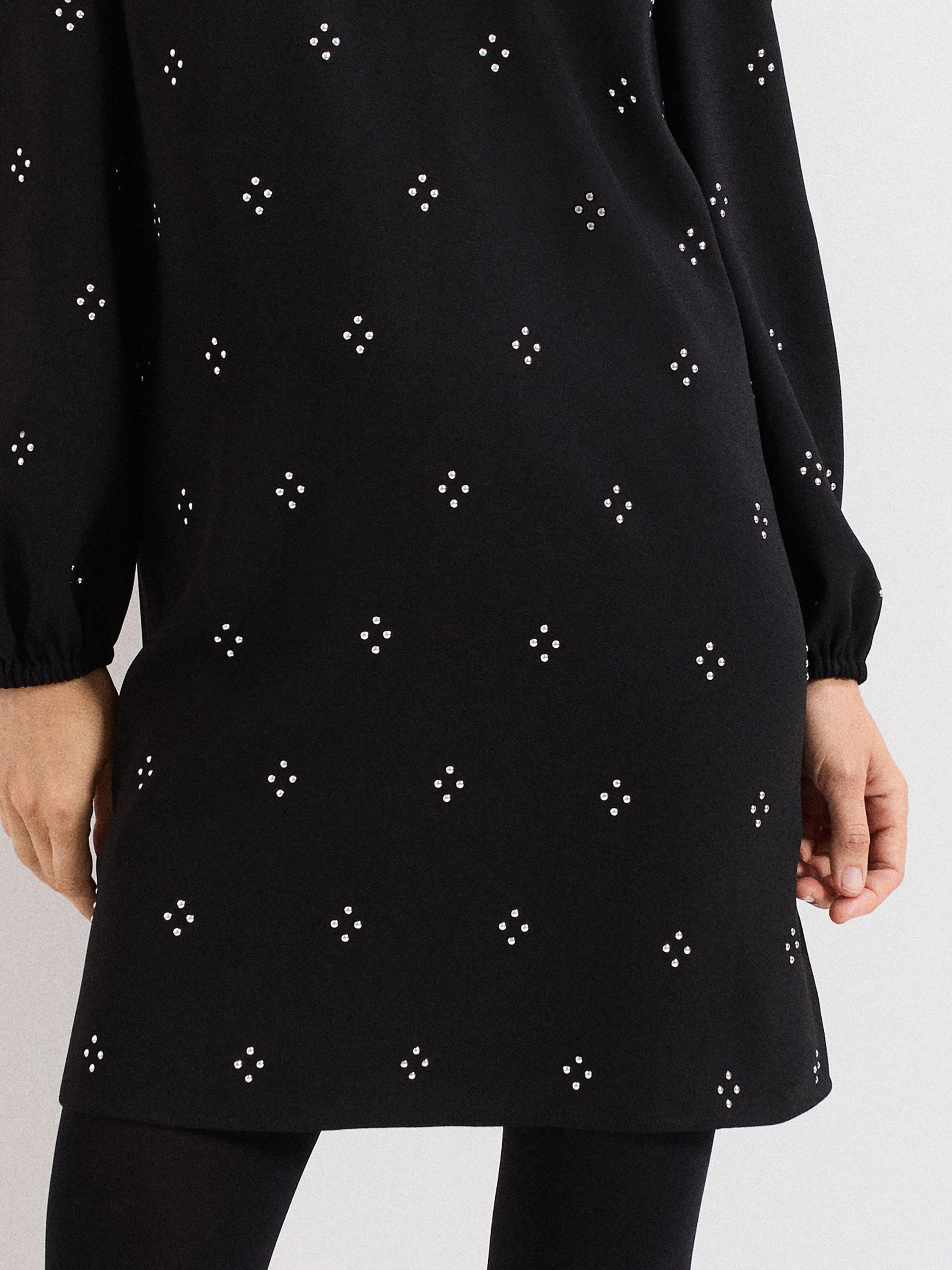 Product image 8 of 10, which shows Phase Eight Lucia Stud Mini Dress, Black, 6