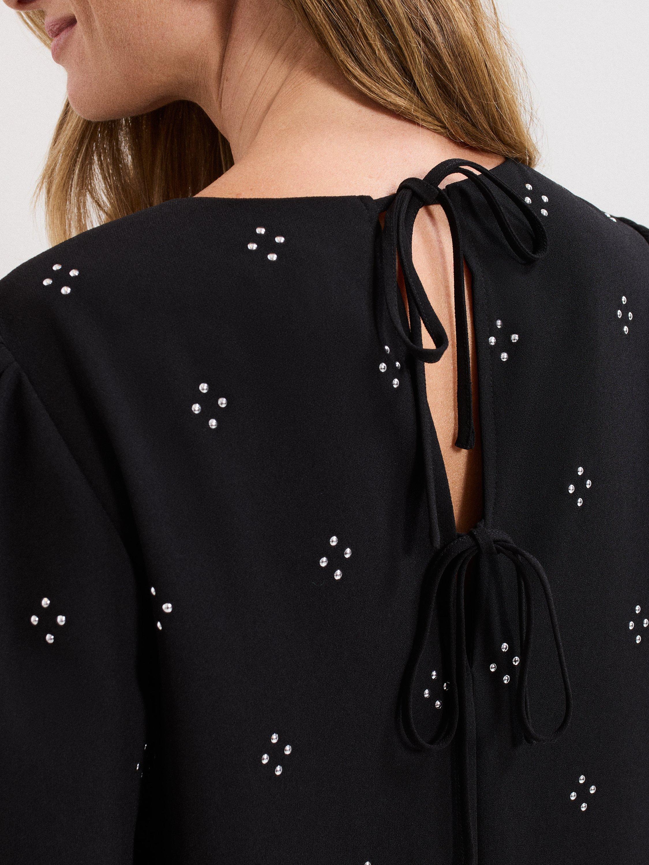 Product image 9 of 10, which shows Phase Eight Lucia Stud Mini Dress, Black, 6