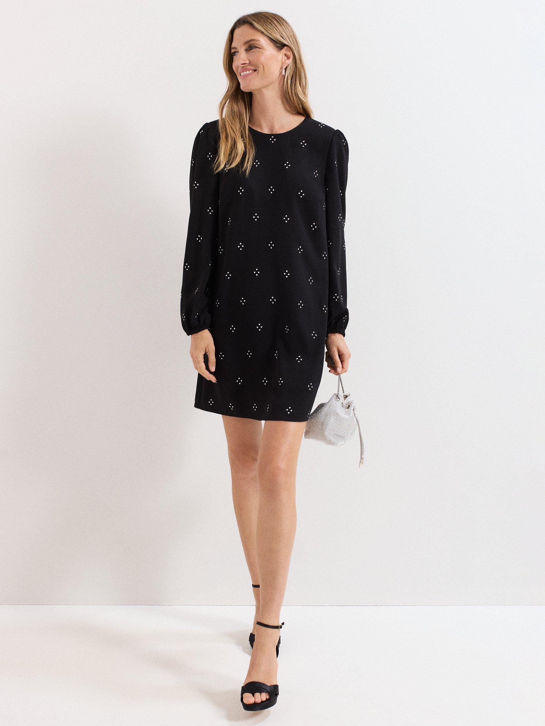 Product image 10 of 10, which shows Phase Eight Lucia Stud Mini Dress, Black, 6