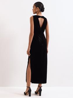 Phase Eight Melony Velvet Midi Dress, Black - view 2, Black