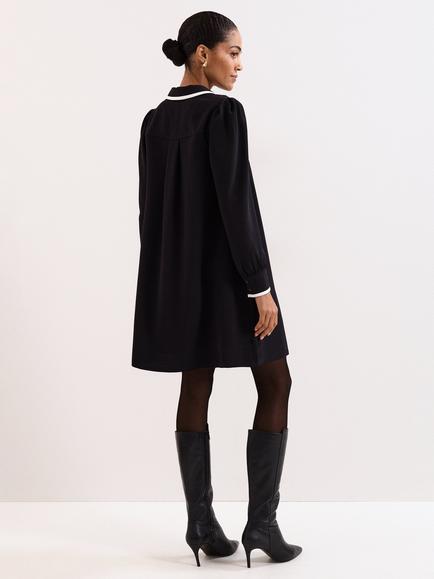 Phase Eight Petite Gina Colour Contrast Dress, Black - view 2, Black