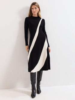 Phase Eight Petite Julie Swirl Dress, Black/Ivory, Black/Ivory