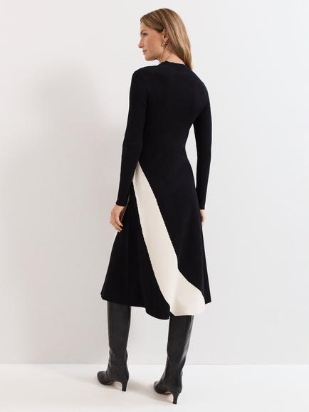 Phase Eight Petite Julie Swirl Dress, Black/Ivory - view 2, Black/Ivory