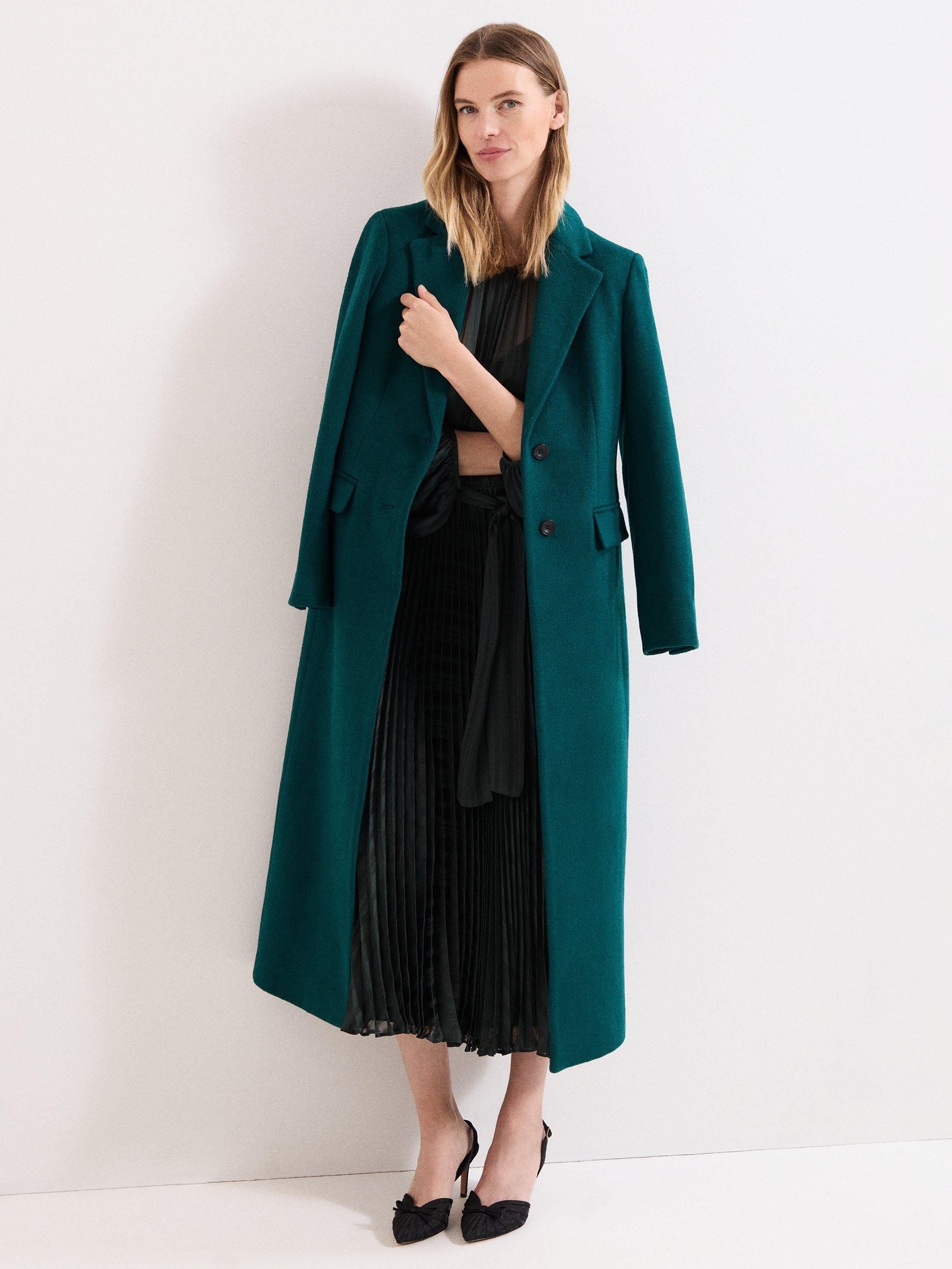 Phase Eight Petite Lucie Pleated Midi Dress, Green