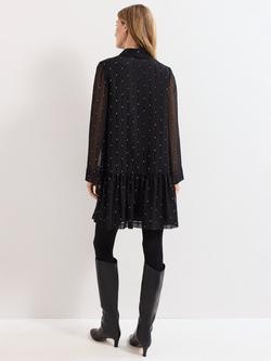 Phase Eight Tessa Foil Print Mini Dress, Black - view 2, Black