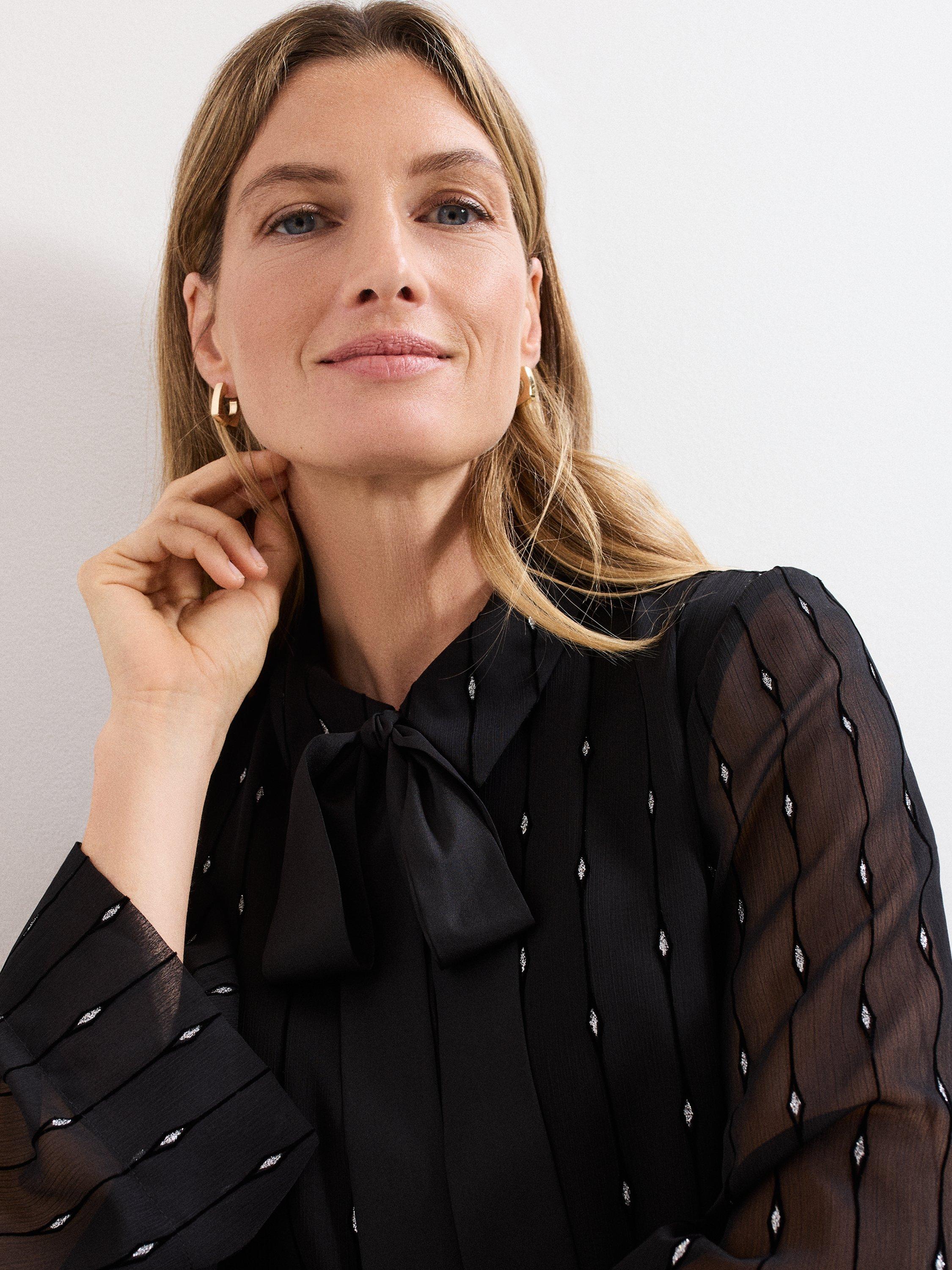 Product image 7 of 8, which shows Phase Eight Tessa Foil Print Mini Dress, Black, 10