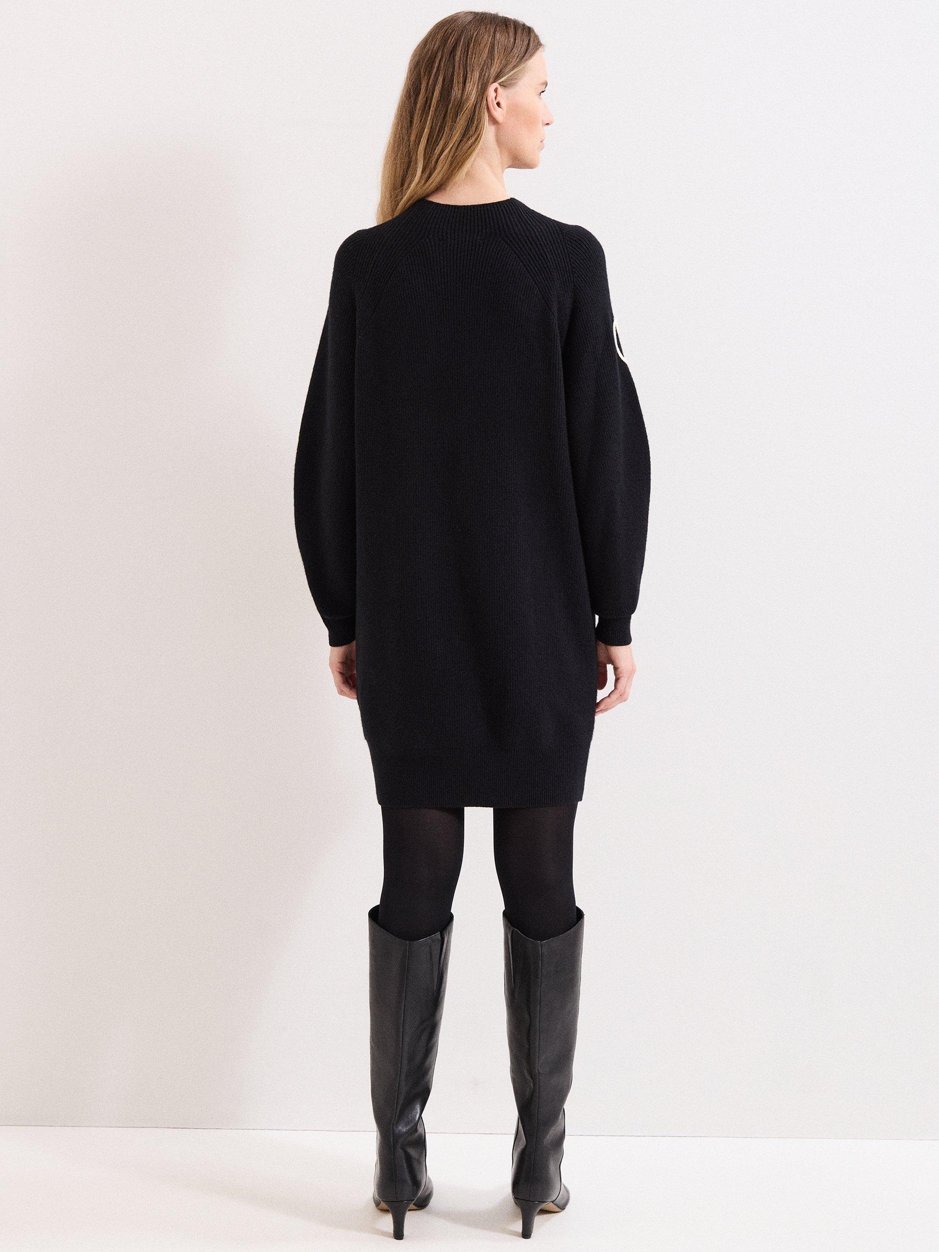 Product image 2 of 9, which shows Phase Eight Rosa Floral Jumper Dress, Black/Ivory, 8