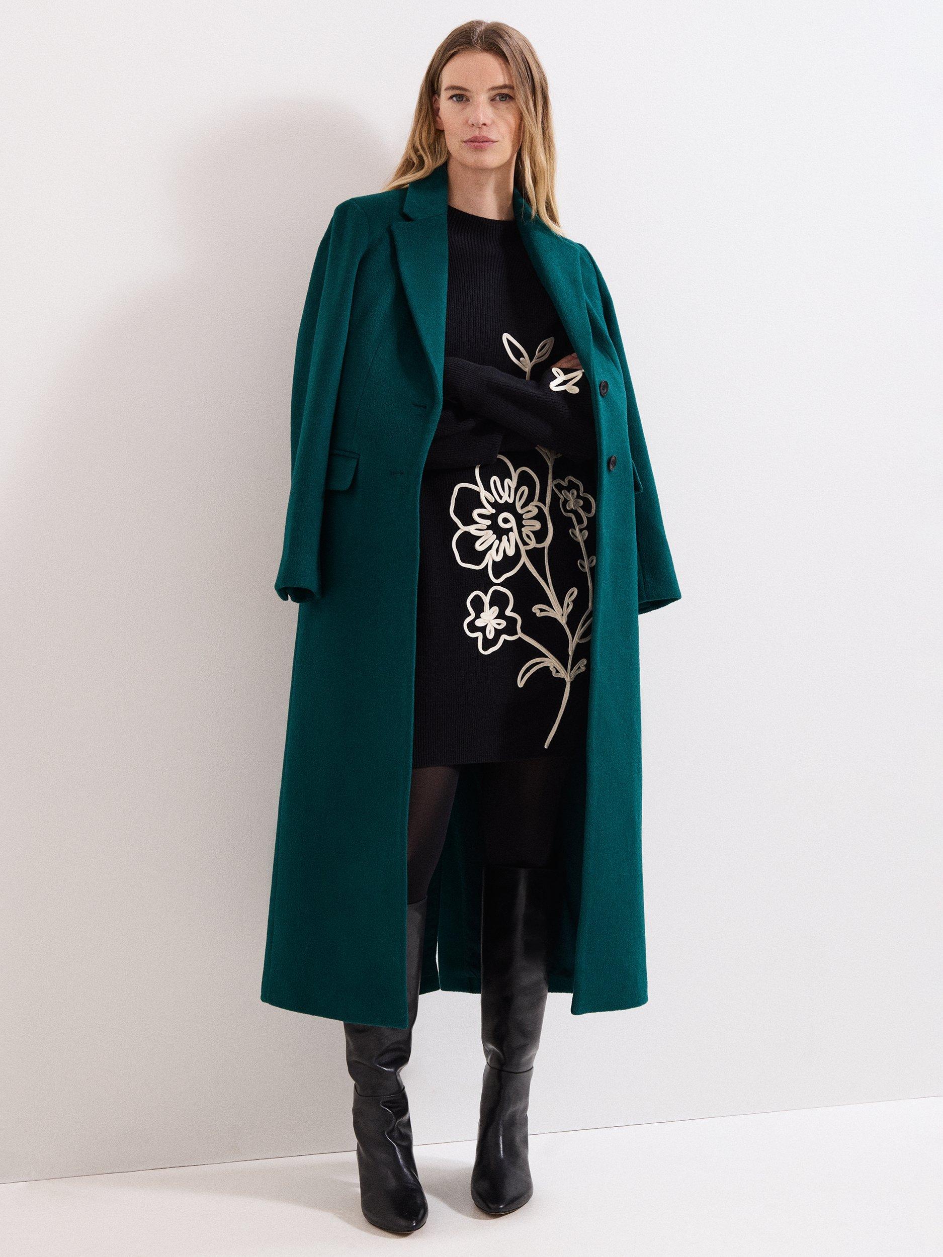 Product image 9 of 9, which shows Phase Eight Rosa Floral Jumper Dress, Black/Ivory, 8