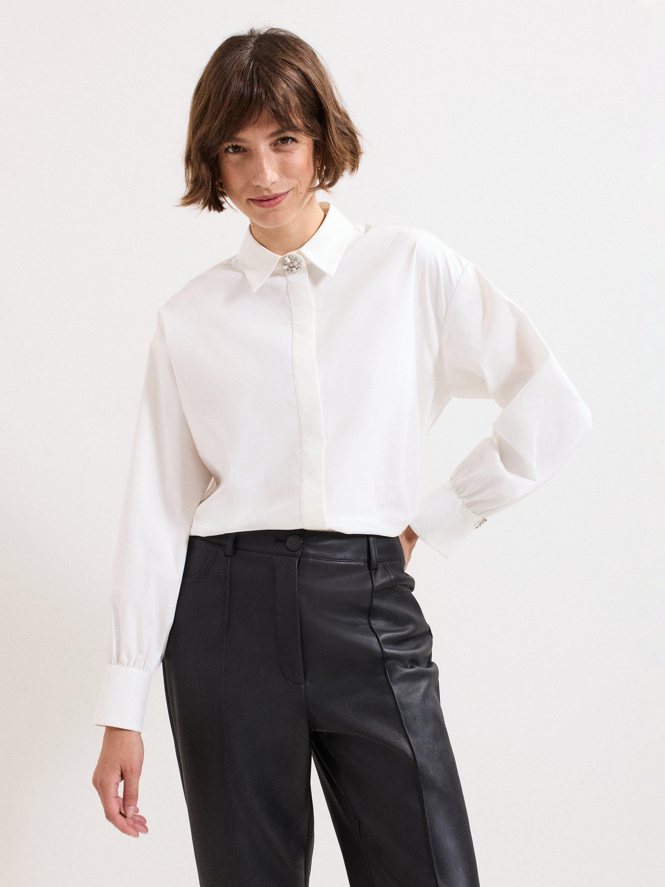 Product image 1 of 7, which shows Phase Eight Dorothy Statement Button Shirt, White, 8