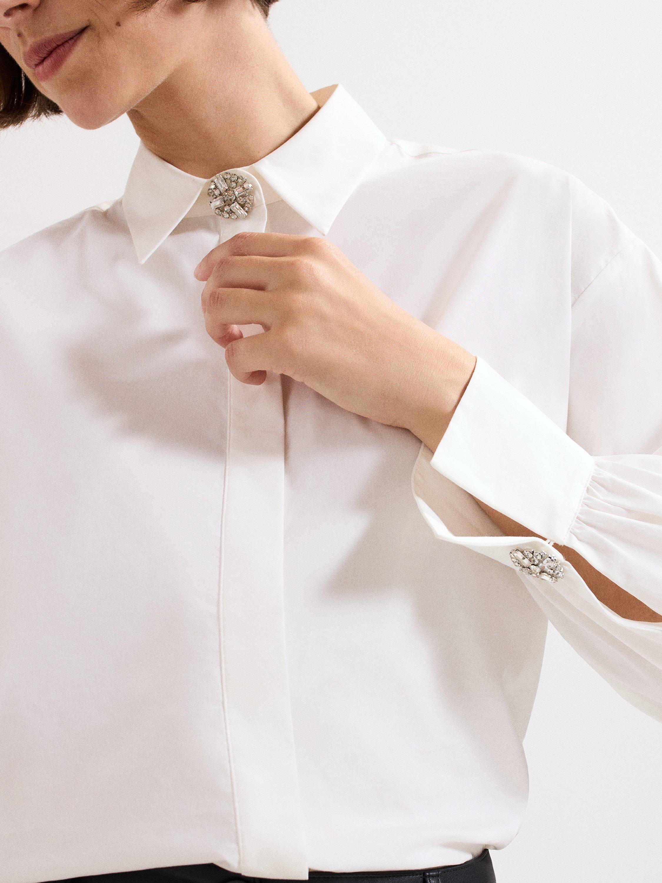 Product image 7 of 7, which shows Phase Eight Dorothy Statement Button Shirt, White, 8
