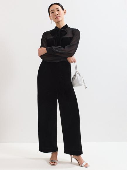 Phase Eight Magie Velvet Tuxedo Jumpsuit, Black, Black