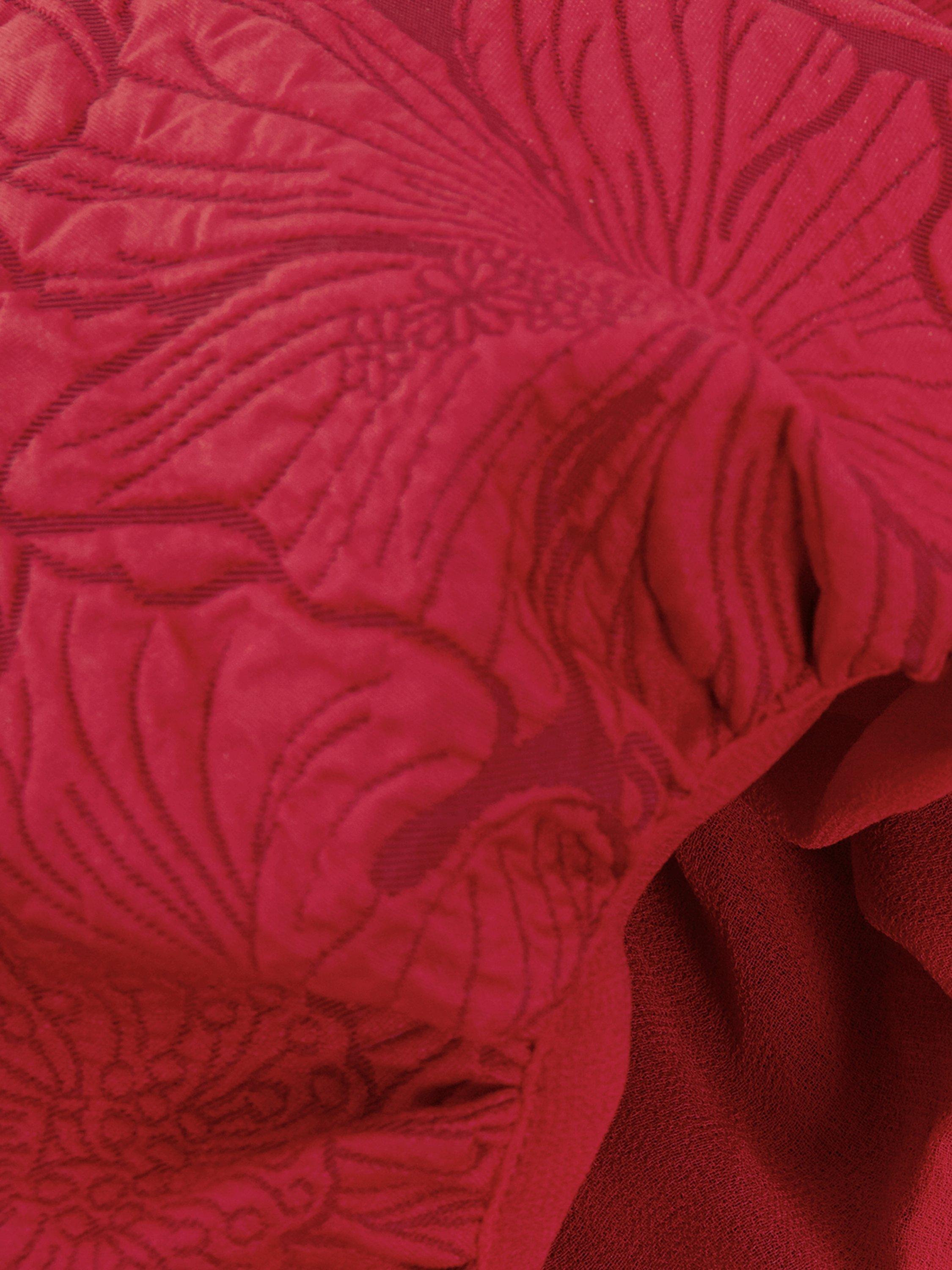 Product image 6 of 9, which shows Phase Eight Ellis Floral Peplum Hem Top, Dark Red, 10