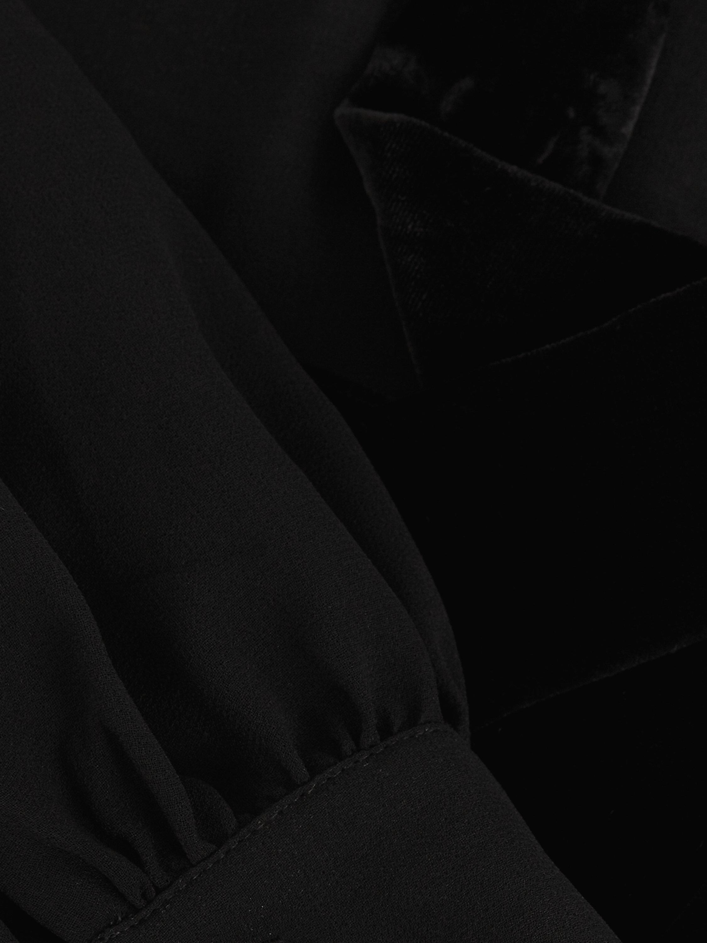 Product image 6 of 7, which shows Phase Eight Raye Pussybow Neck Blouse, Black, 8