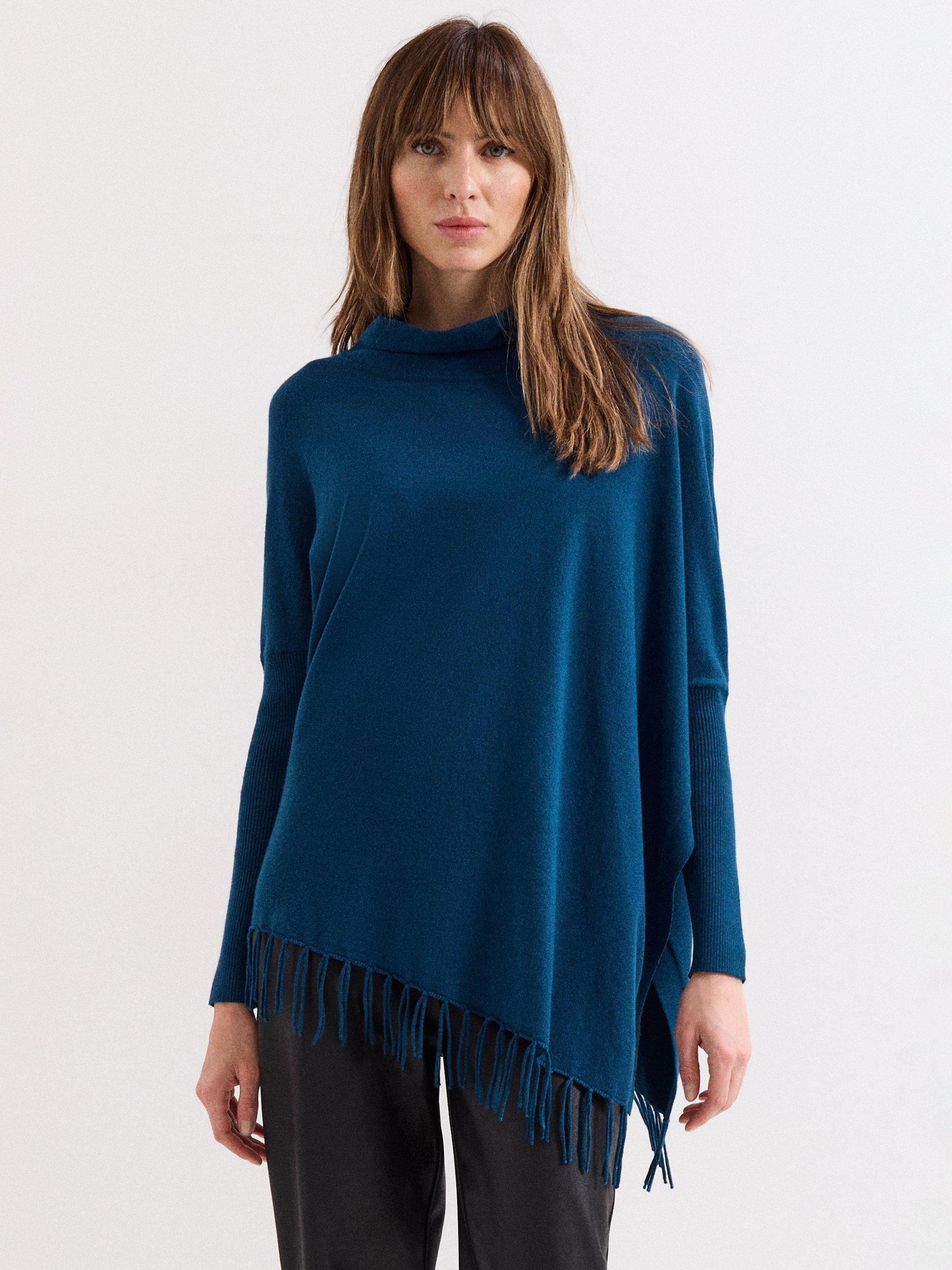 Product image 1 of 8, which shows Phase Eight Athena Knit Asymmetric Jumper, Blue, XS