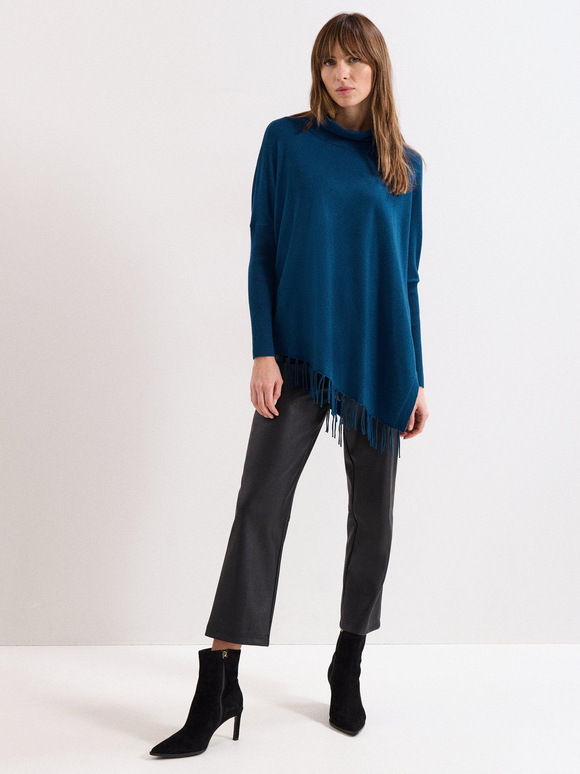 Product image 3 of 8, which shows Phase Eight Athena Knit Asymmetric Jumper, Blue, XS
