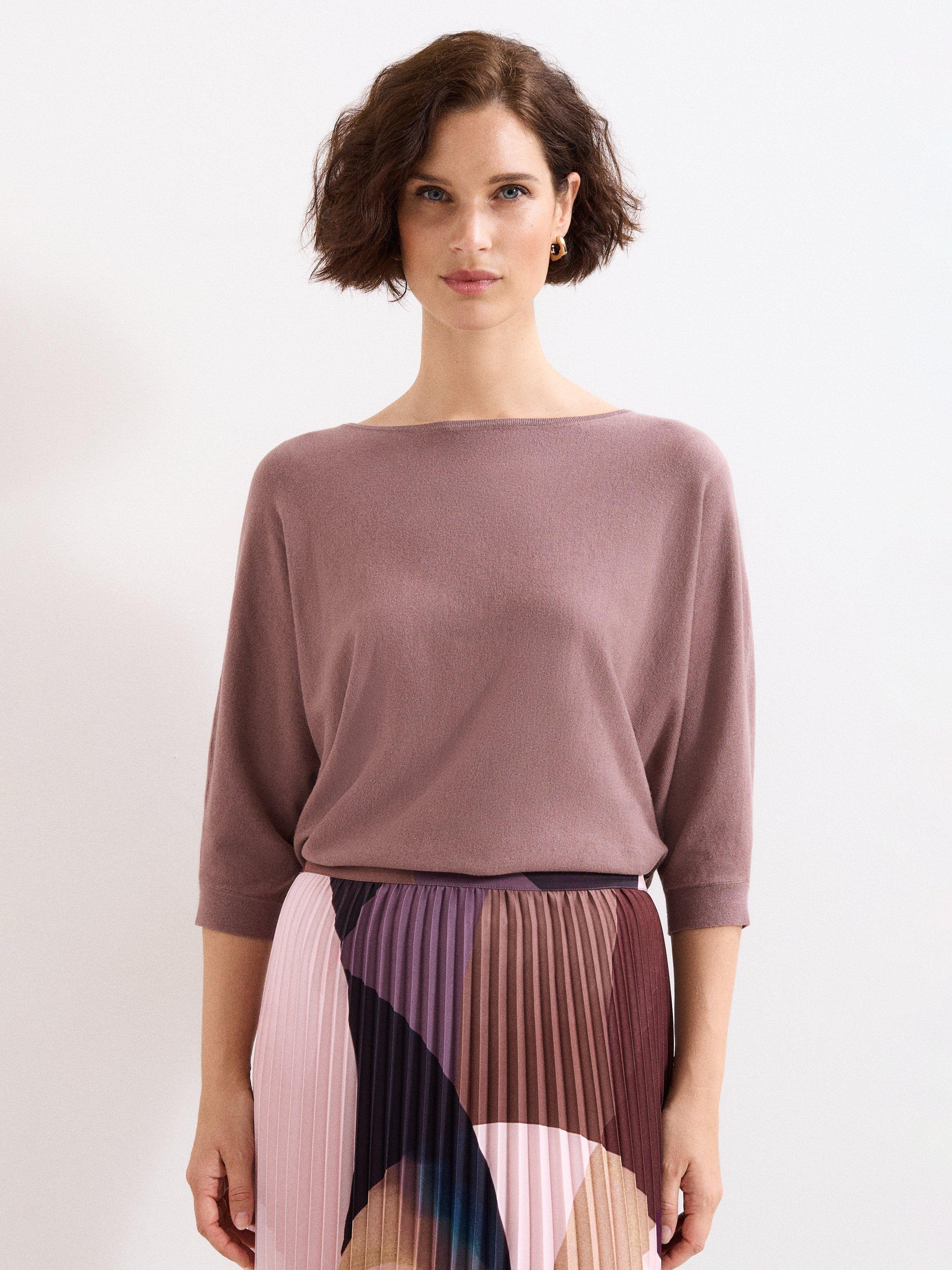 Product image 1 of 7, which shows Phase Eight Cristine Knit Batwing Jumper, Brown, XS