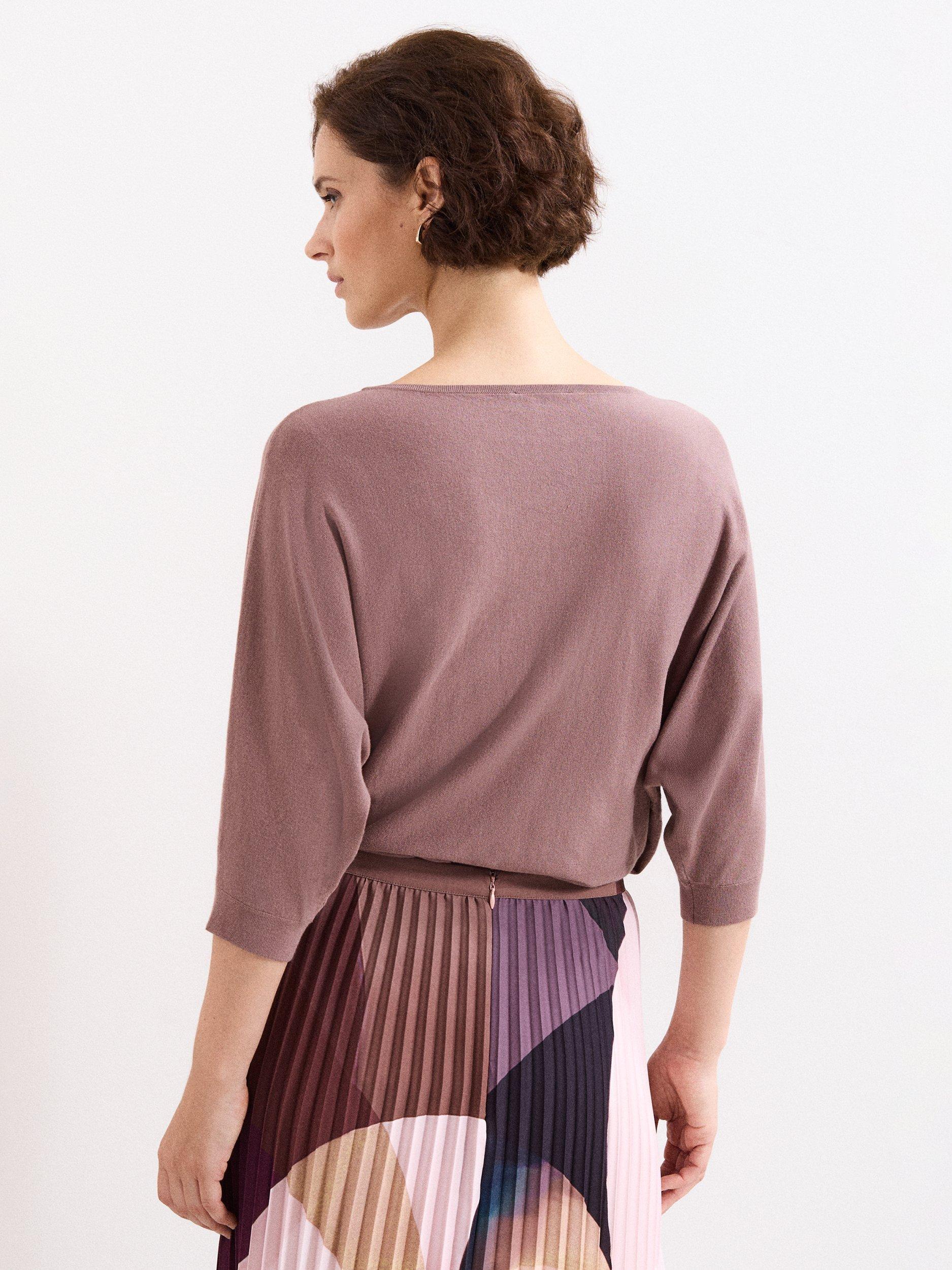 Product image 2 of 7, which shows Phase Eight Cristine Knit Batwing Jumper, Brown, XS