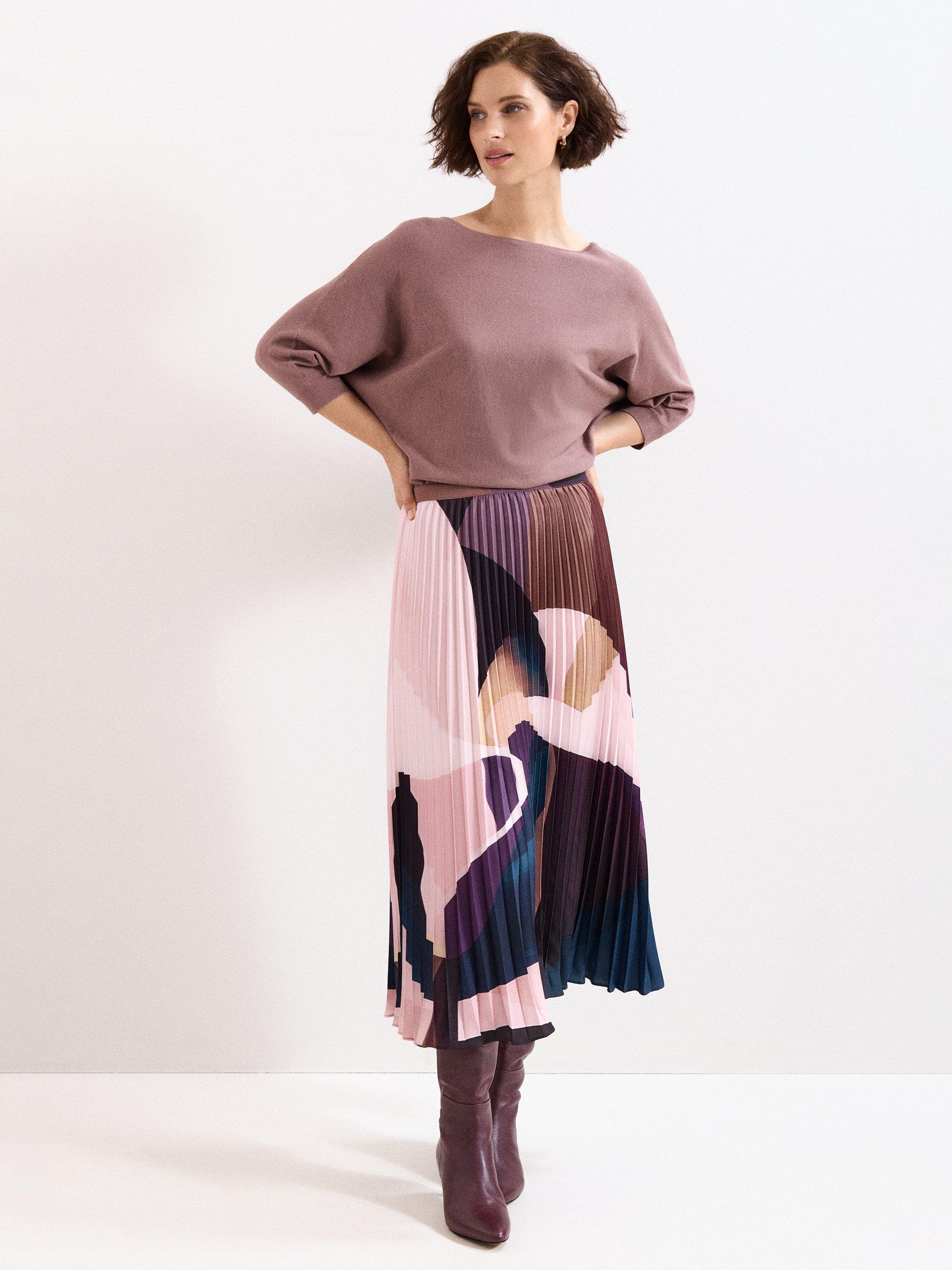 Product image 3 of 7, which shows Phase Eight Cristine Knit Batwing Jumper, Brown, XS
