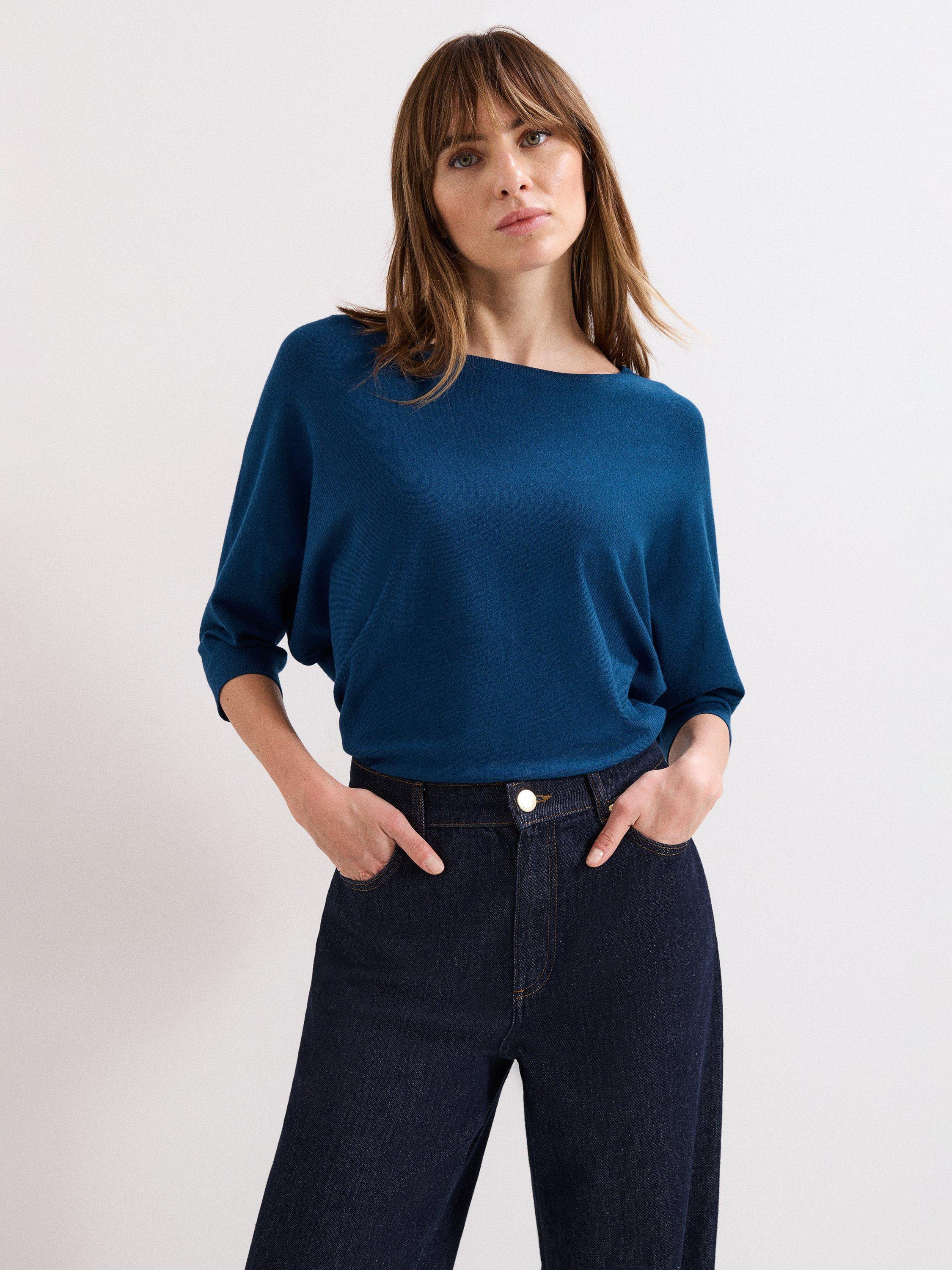 Phase Eight Cristine Knit Batwing Jumper, Blue