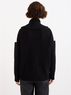 Phase Eight Dara Colour Block Jumper, Black/Ivory - view 2, Black/Ivory