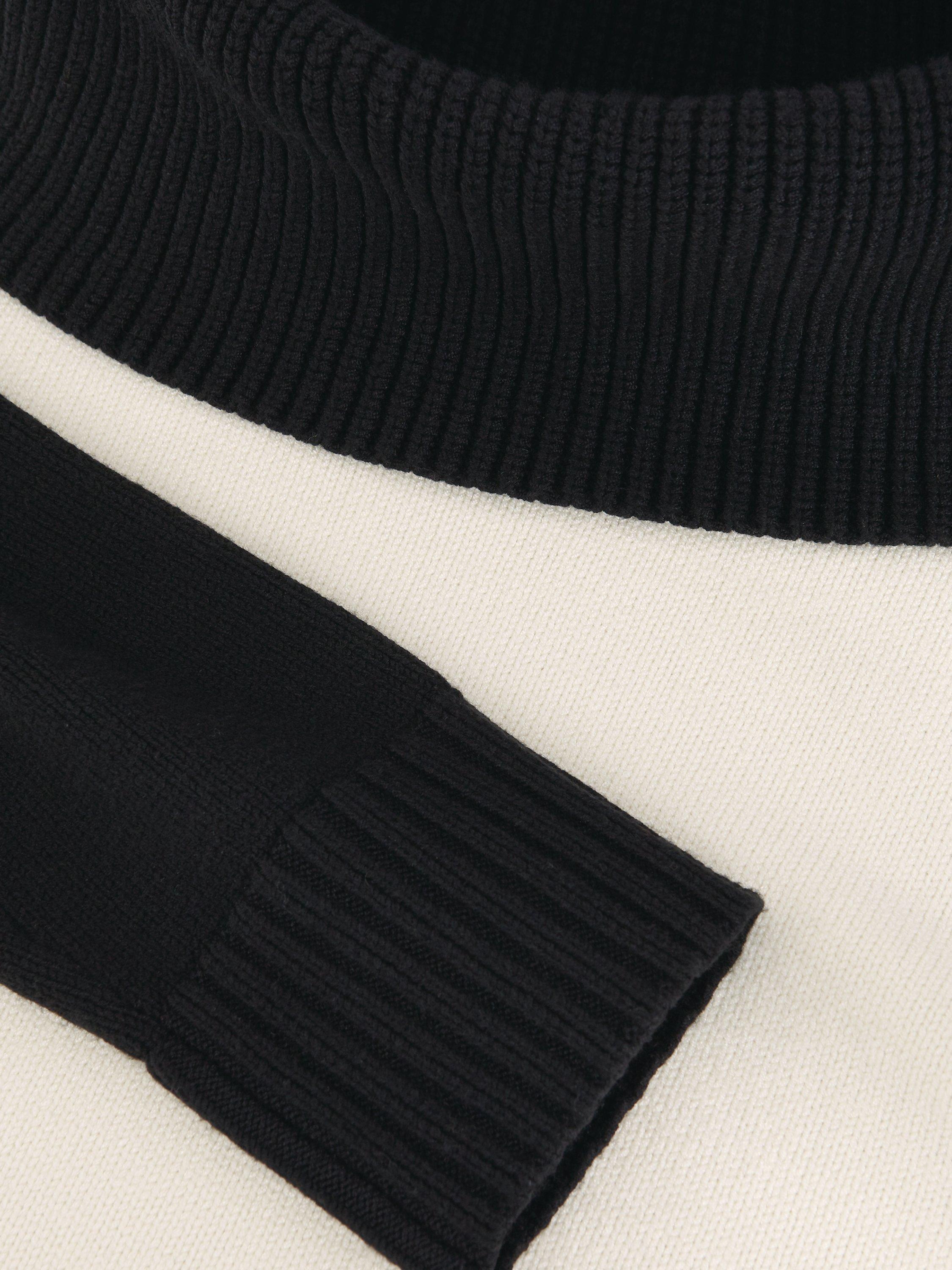 Product image 6 of 8, which shows Phase Eight Dara Colour Block Jumper, Black/Ivory, M