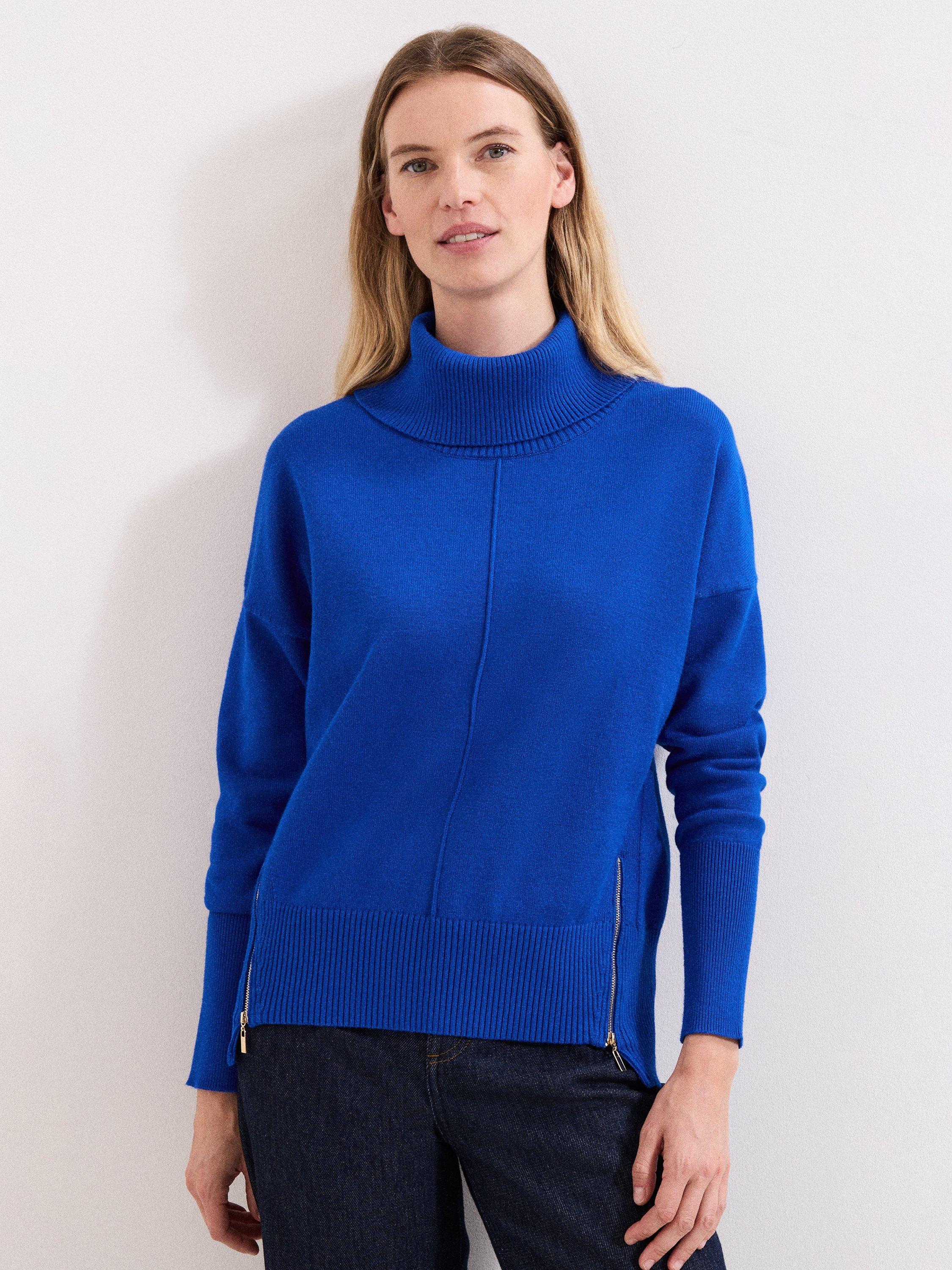 Product image 1 of 9, which shows Phase Eight Steph Zip Detail Jumper, Blue, XS