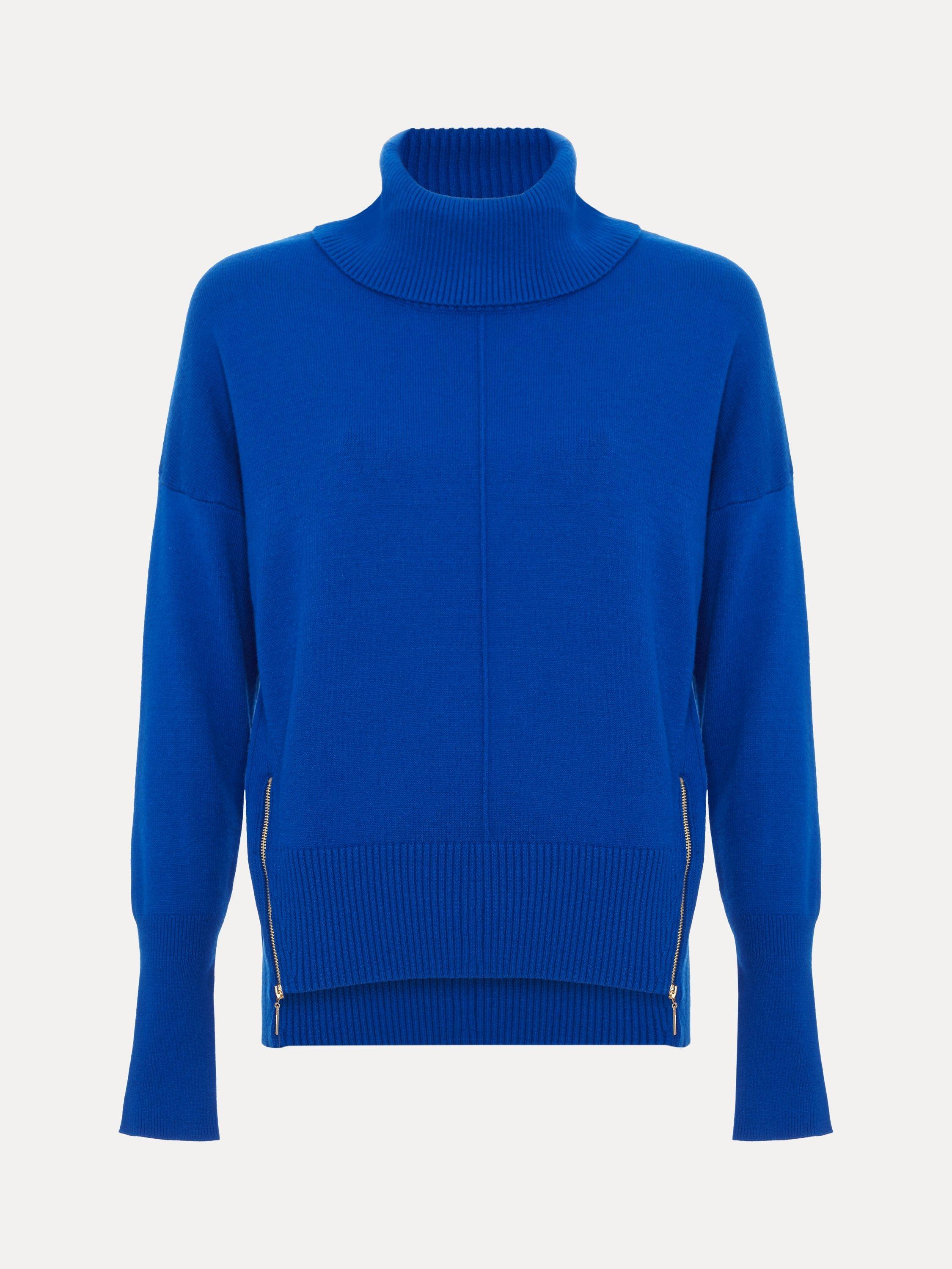 Product image 5 of 9, which shows Phase Eight Steph Zip Detail Jumper, Blue, XS
