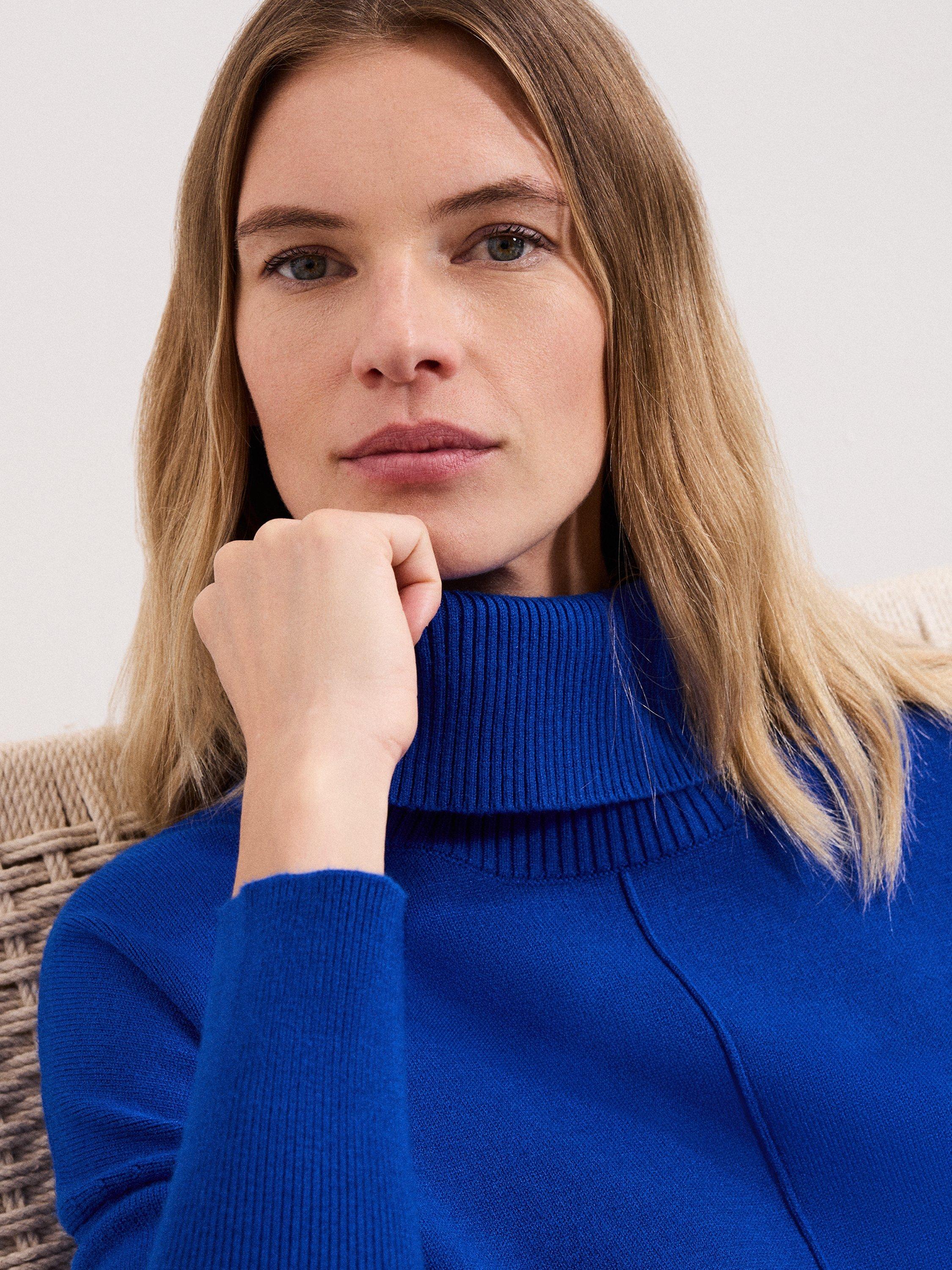 Product image 7 of 9, which shows Phase Eight Steph Zip Detail Jumper, Blue, XS