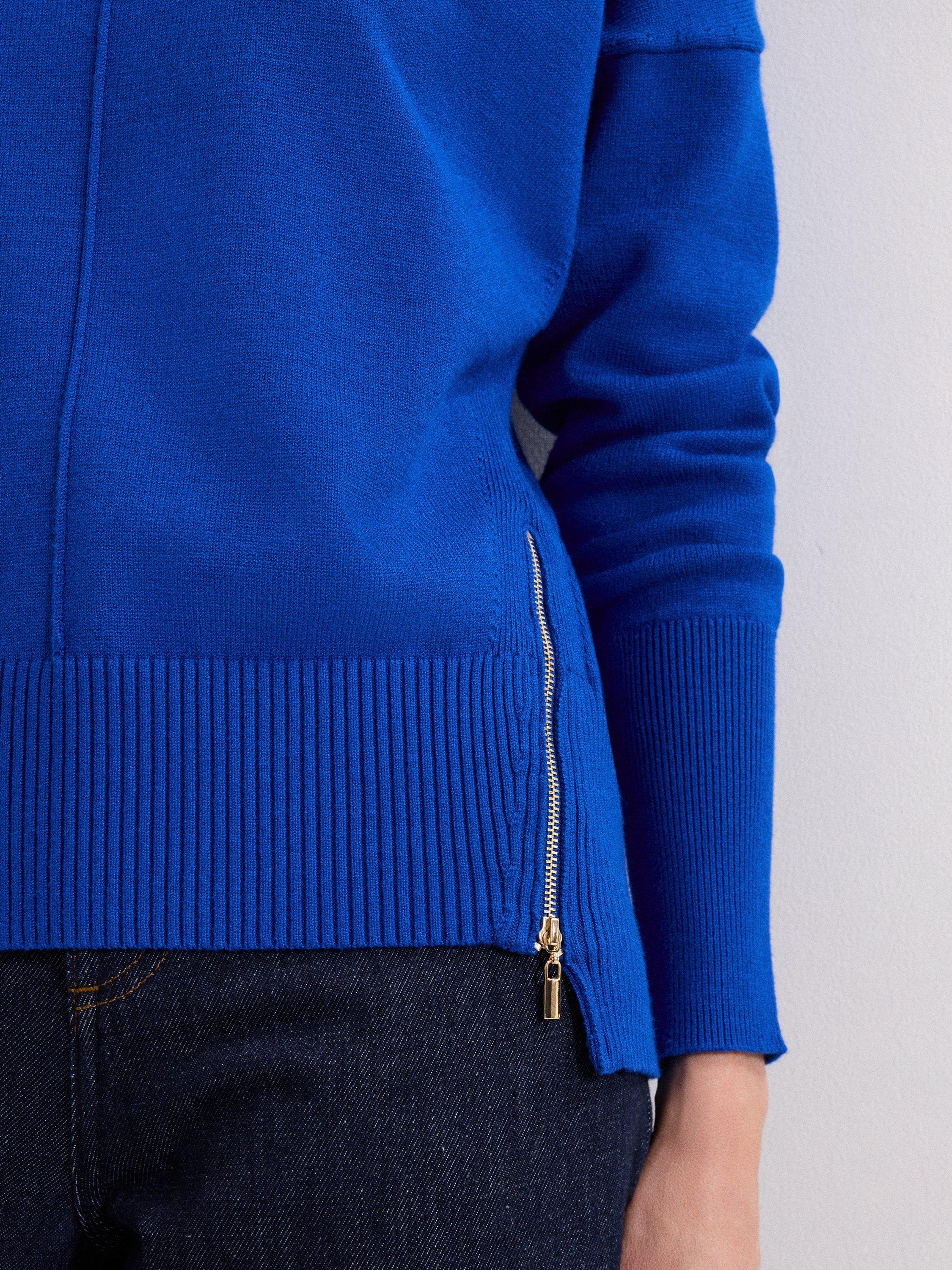 Product image 8 of 9, which shows Phase Eight Steph Zip Detail Jumper, Blue, XS