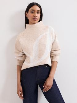 Phase Eight Stephanie Wool Blend Funnel Neck Jumper, Natural