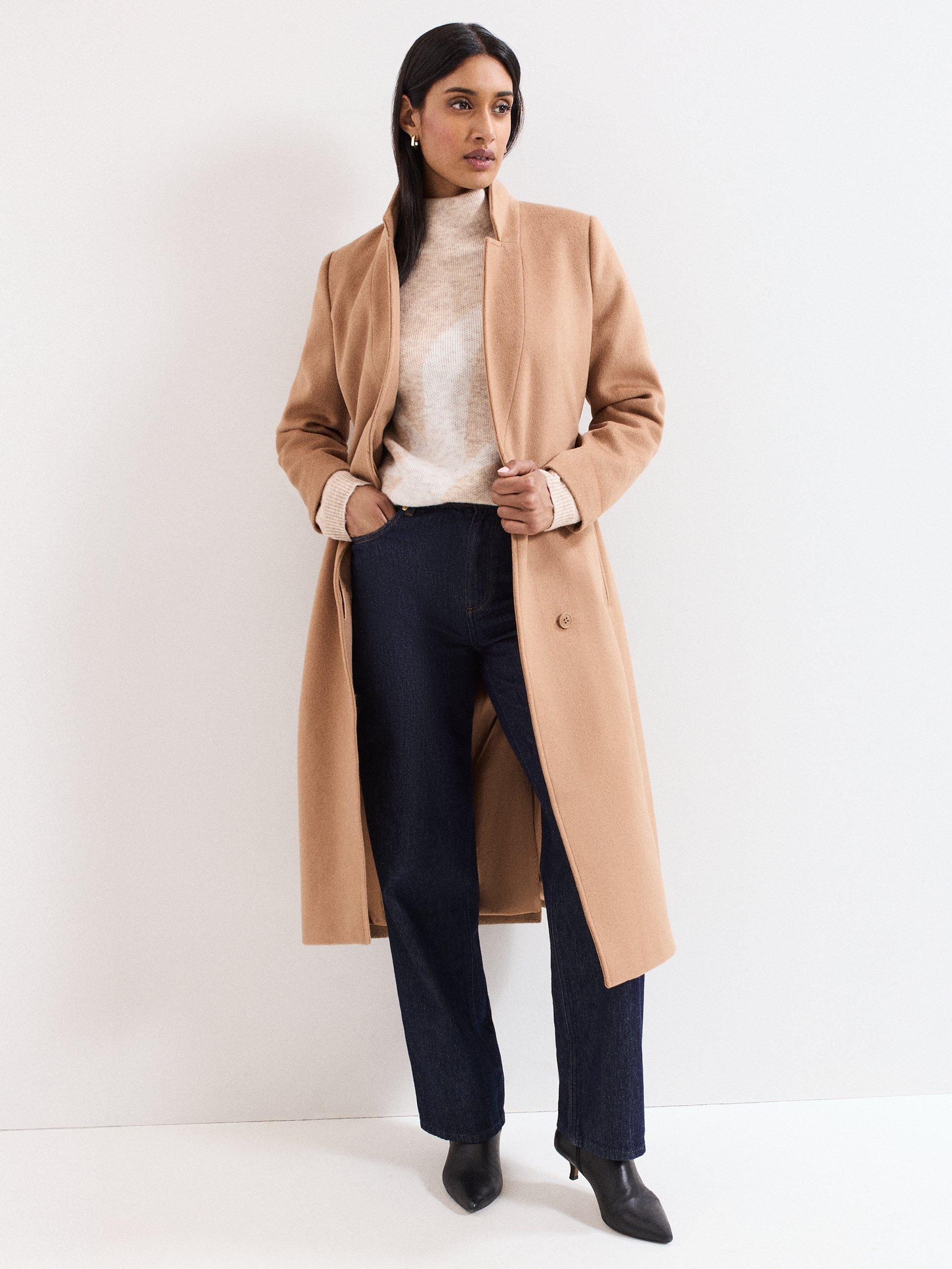 Product image 8 of 8, which shows Phase Eight Stephanie Wool Blend Funnel Neck Jumper, Natural, XS