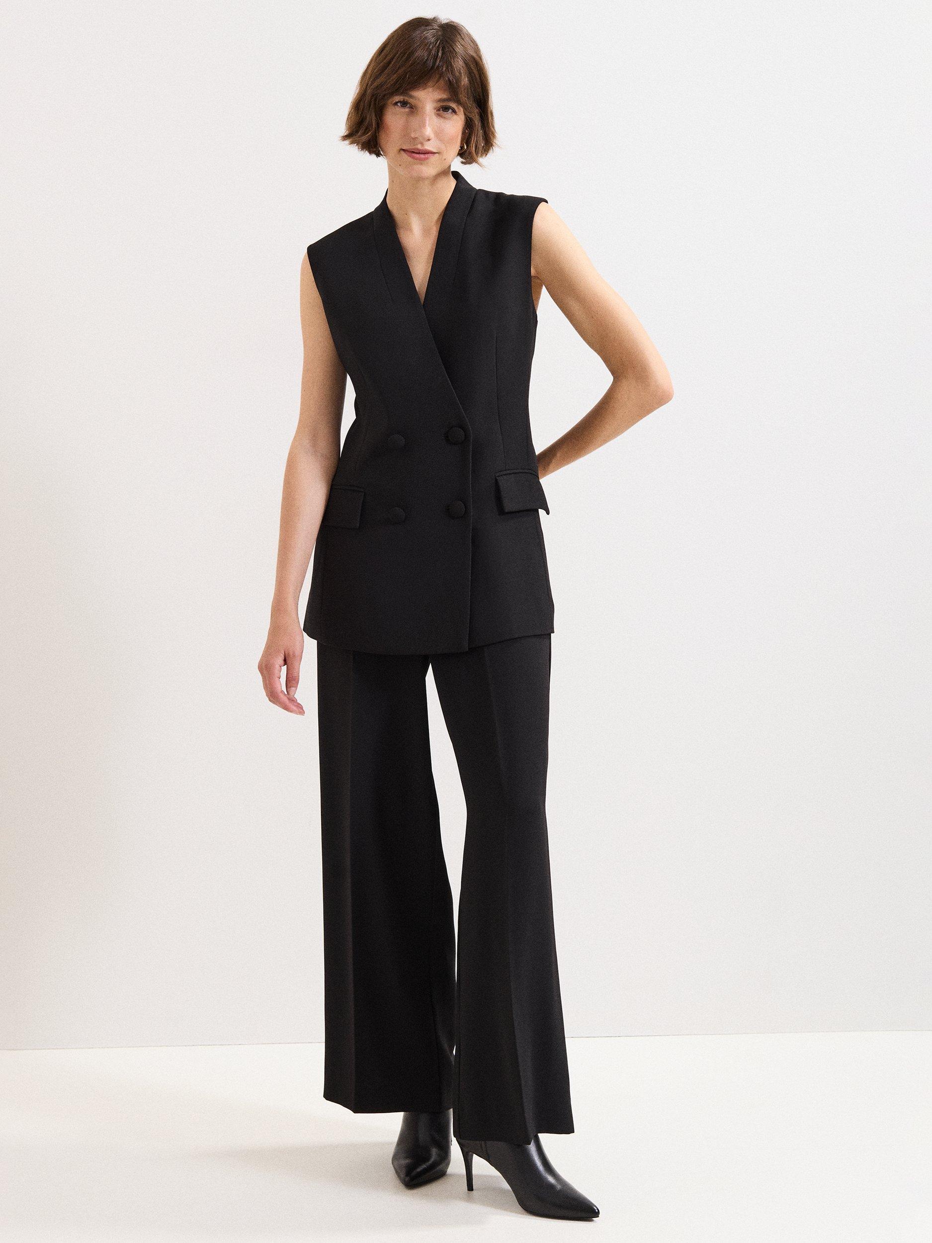 Product image 3 of 7, which shows Phase Eight Vari Double Breasted Waistcoat, Black, 8