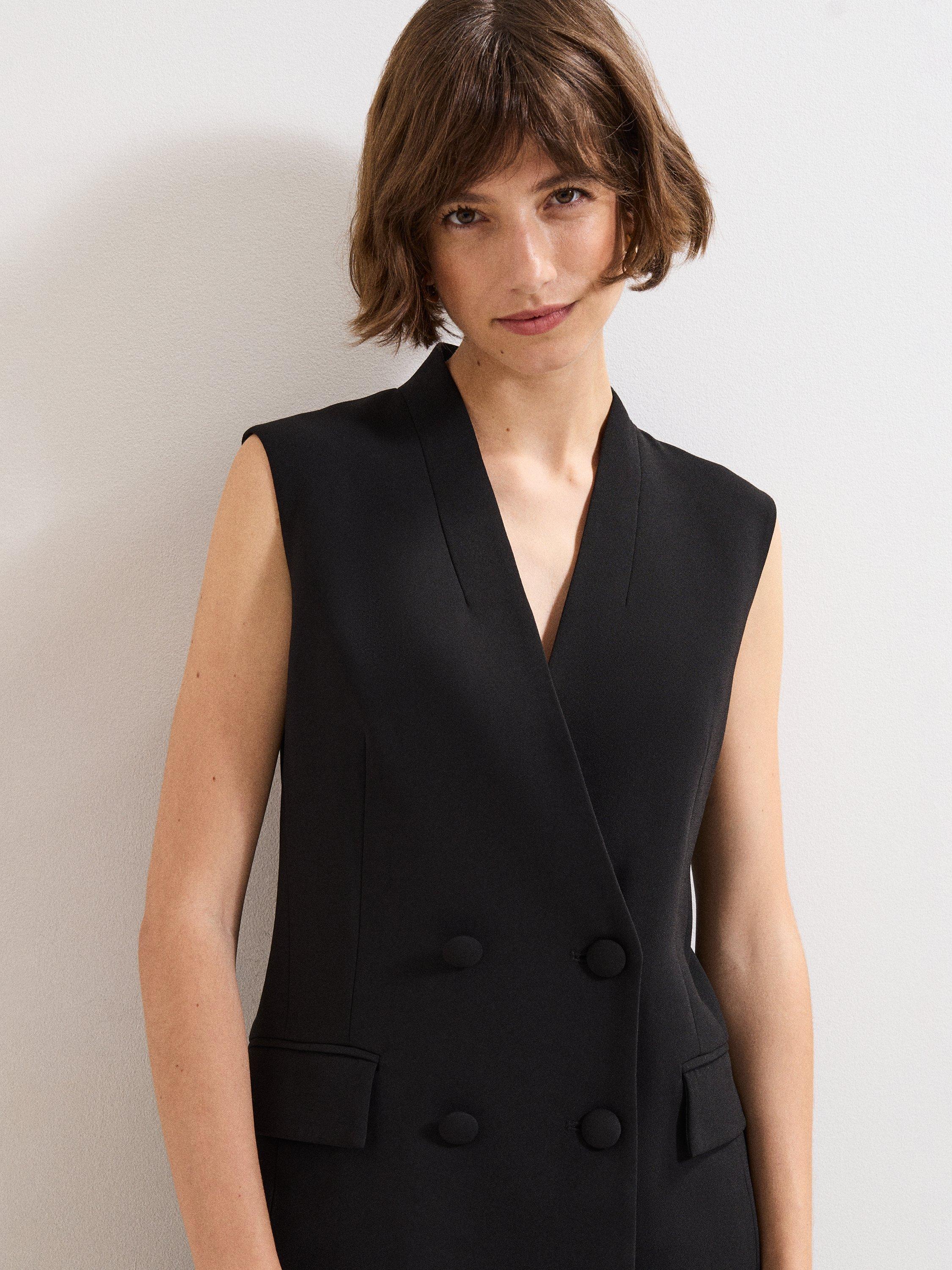 Product image 4 of 7, which shows Phase Eight Vari Double Breasted Waistcoat, Black, 8