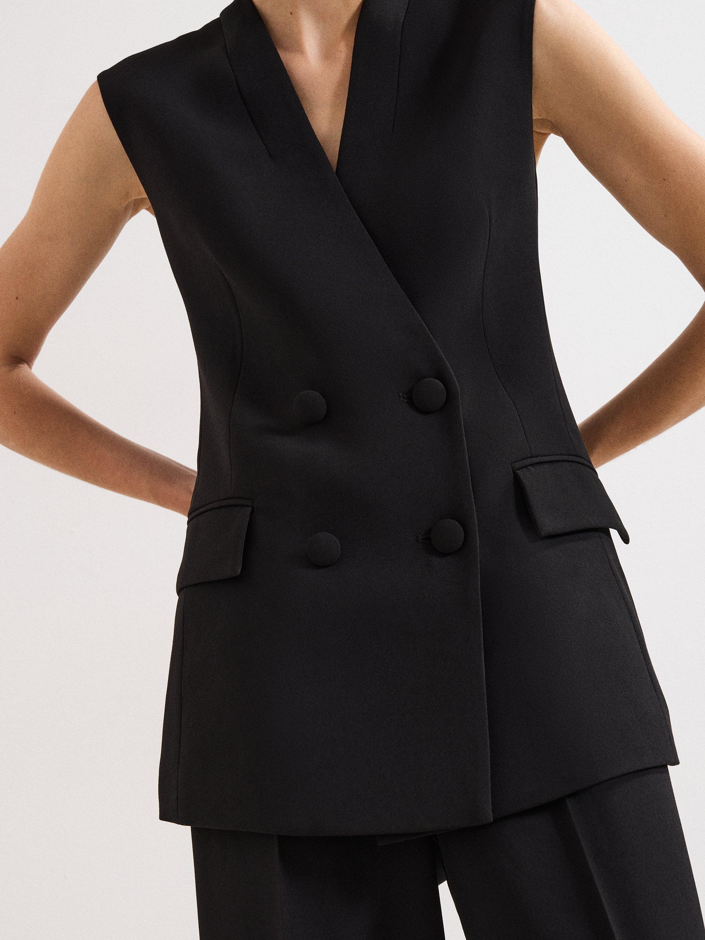 Product image 7 of 7, which shows Phase Eight Vari Double Breasted Waistcoat, Black, 8