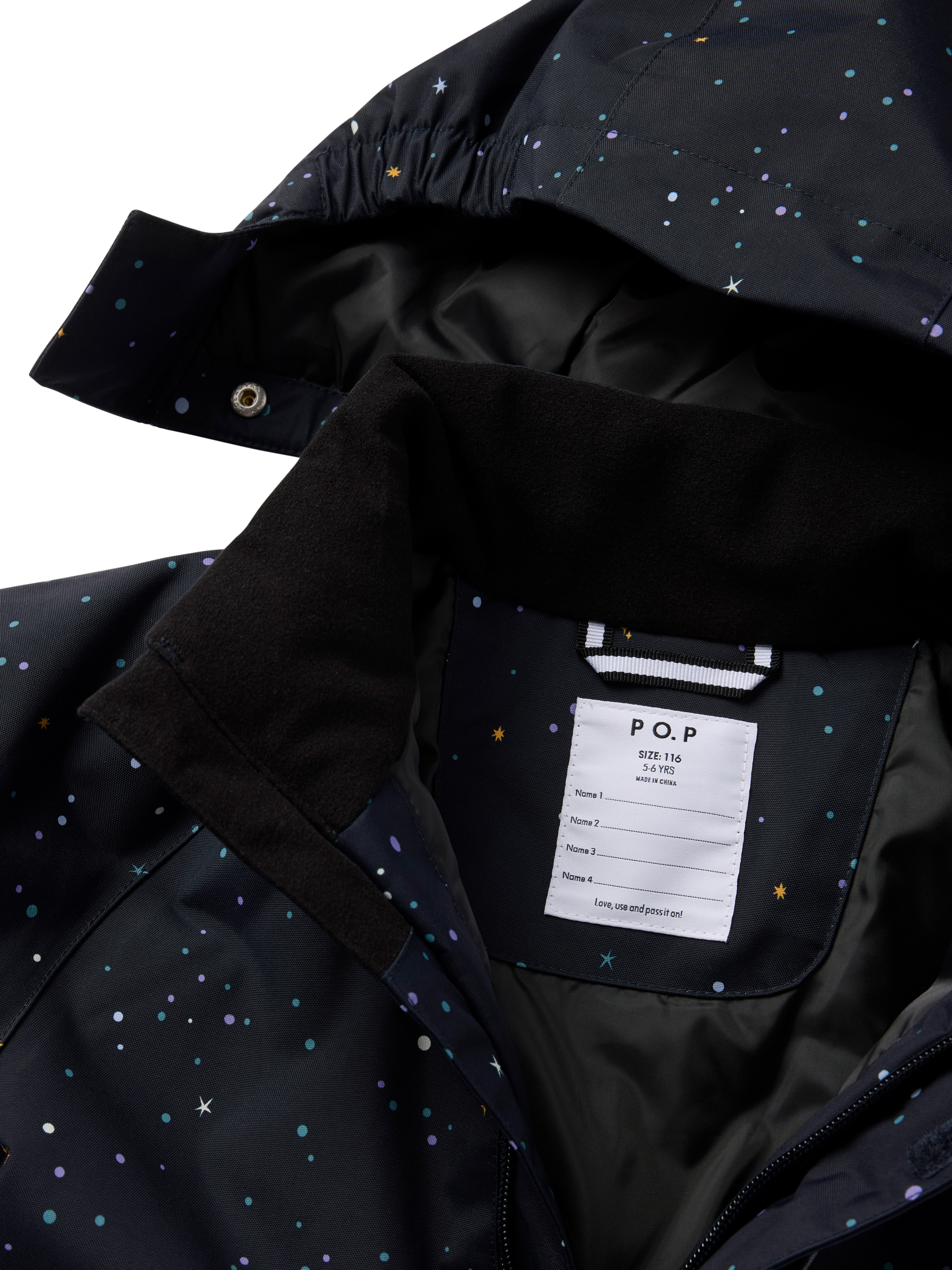 Product image 2 of 7, which shows Polarn O. Pyret Kids' Padded Jacket, Vintage Indigo, 3-4 years