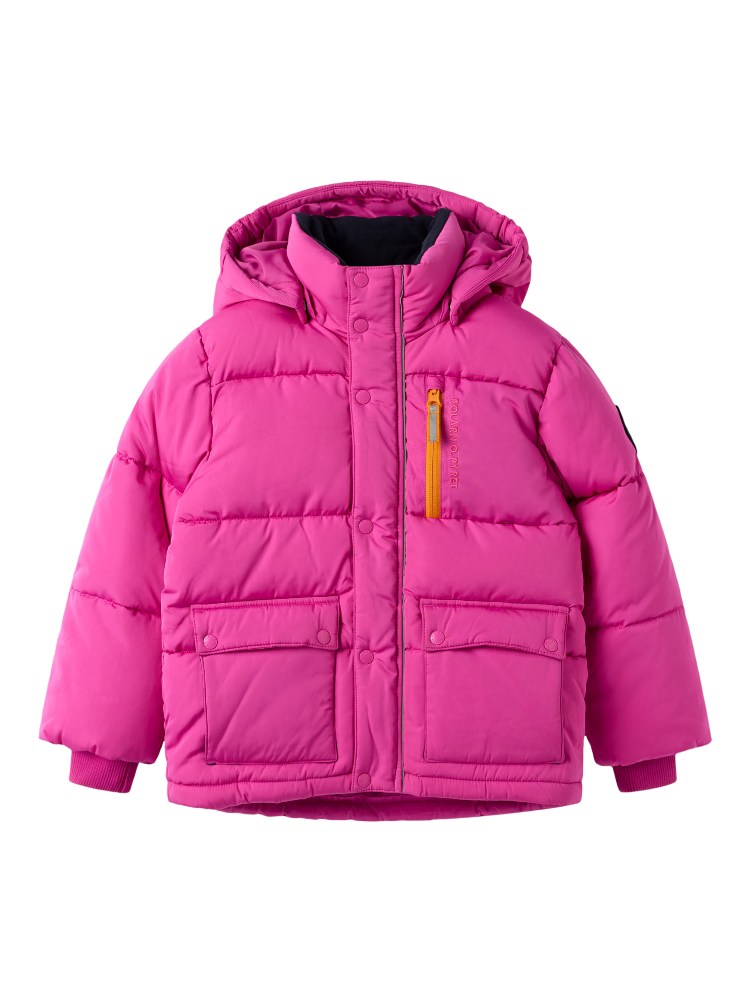 Product image 1 of 7, which shows Polarn O. Pyret Kids' Puffer Ski Jacket, Pink, 3-4 years