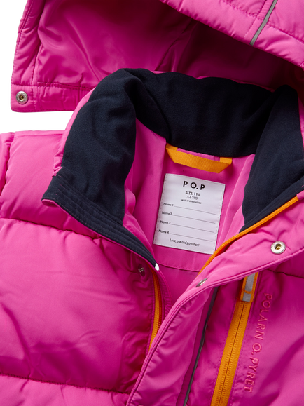 Polarn O. Pyret Kids' Puffer Ski Jacket, Pink - view 2, Pink