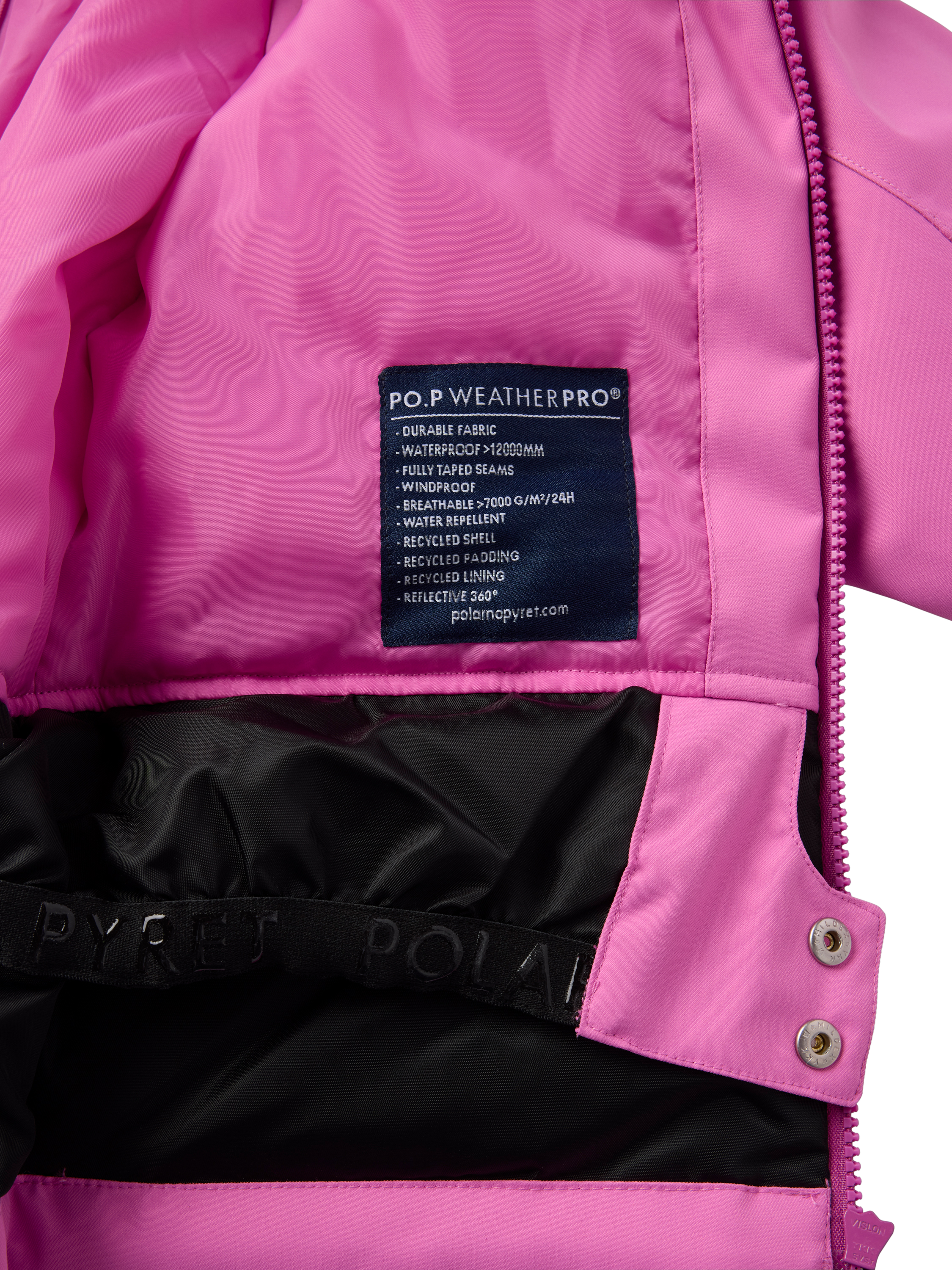 Product image 4 of 8, which shows Polarn O. Pyret Kids' Padded Ski Jacket, Pink, 3-4 years