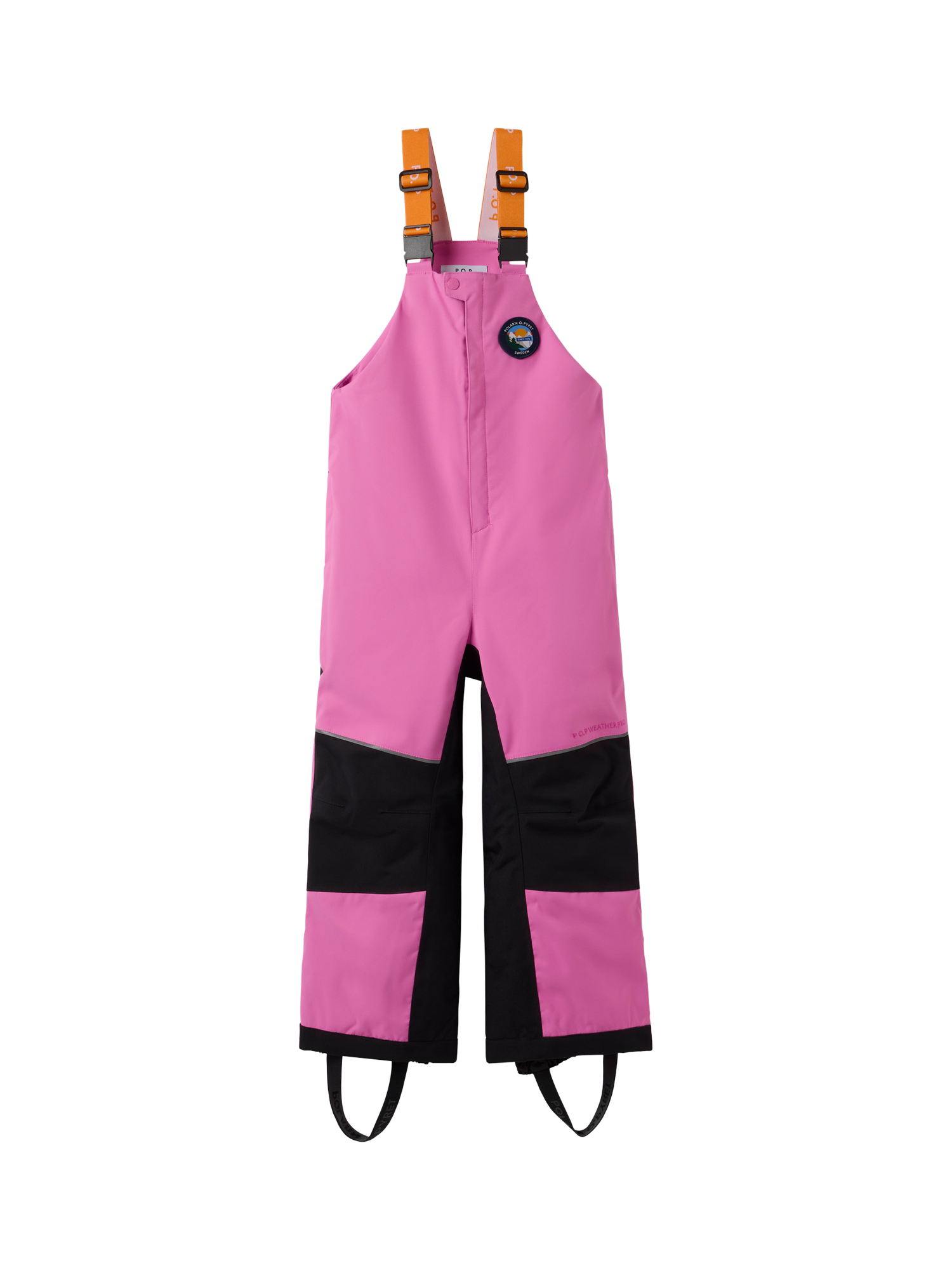 Product image 1 of 9, which shows Polarn O. Pyret Kids' Padded Ski Trousers, Pink, 3-4 years