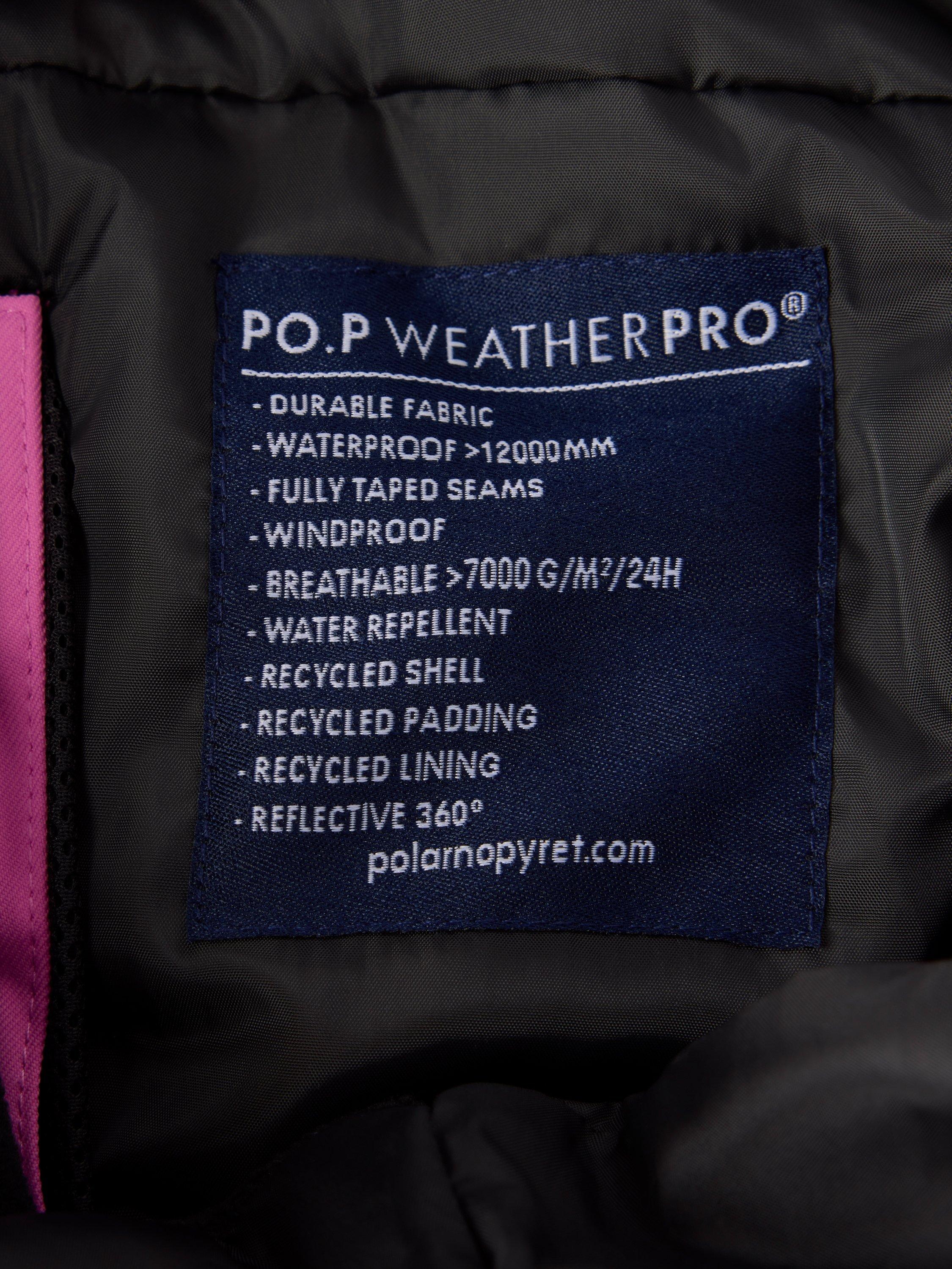 Product image 4 of 9, which shows Polarn O. Pyret Kids' Padded Ski Trousers, Pink, 3-4 years