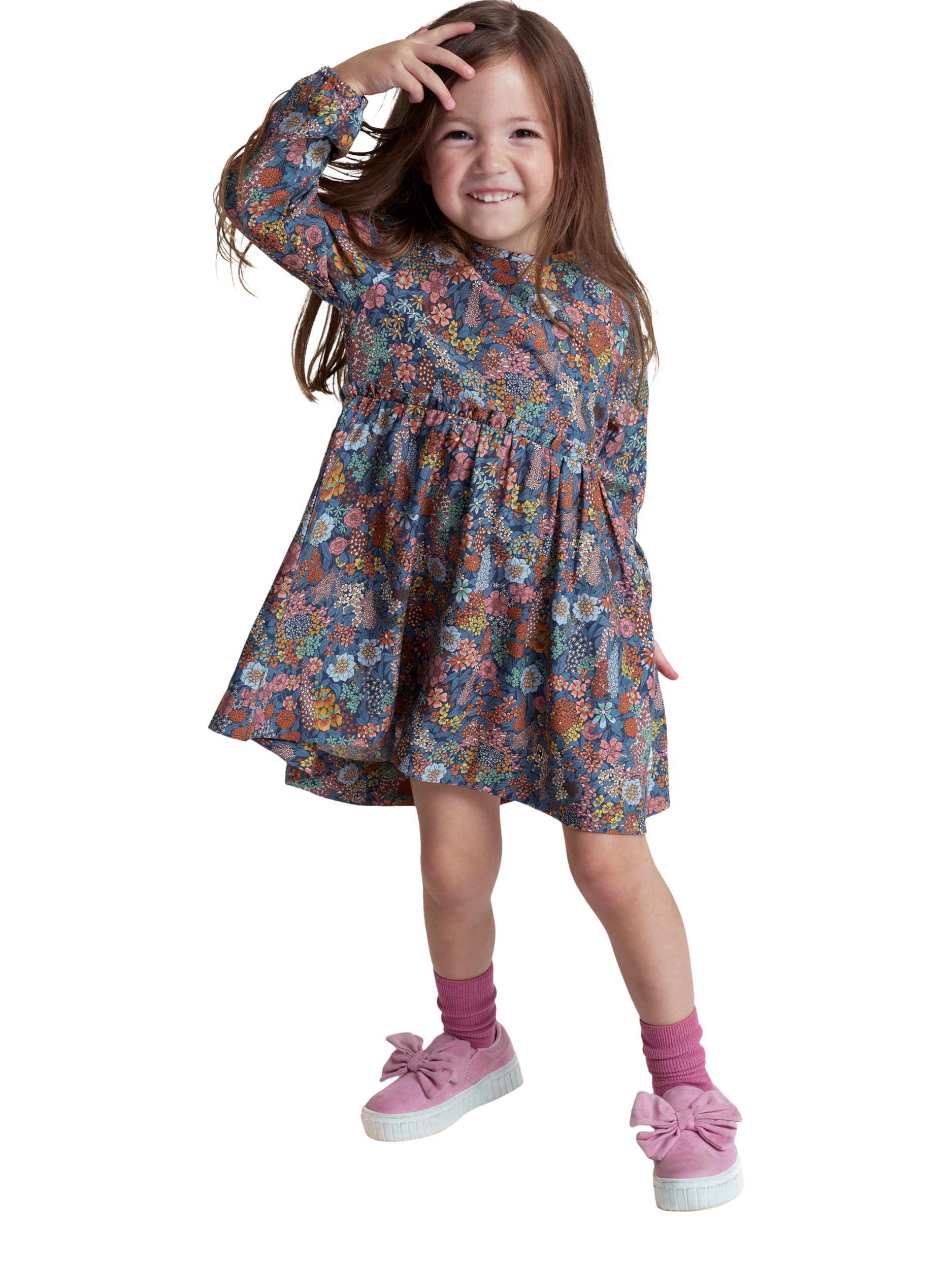 Polarn Pyret x Liberty Kids' Floral Long Sleeve Dress