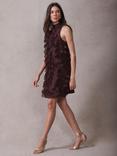 Mint Velvet Applique Shift Sleeveless Textured Mini Dress