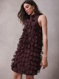 Mint Velvet Applique Shift Sleeveless Textured Mini Dress
